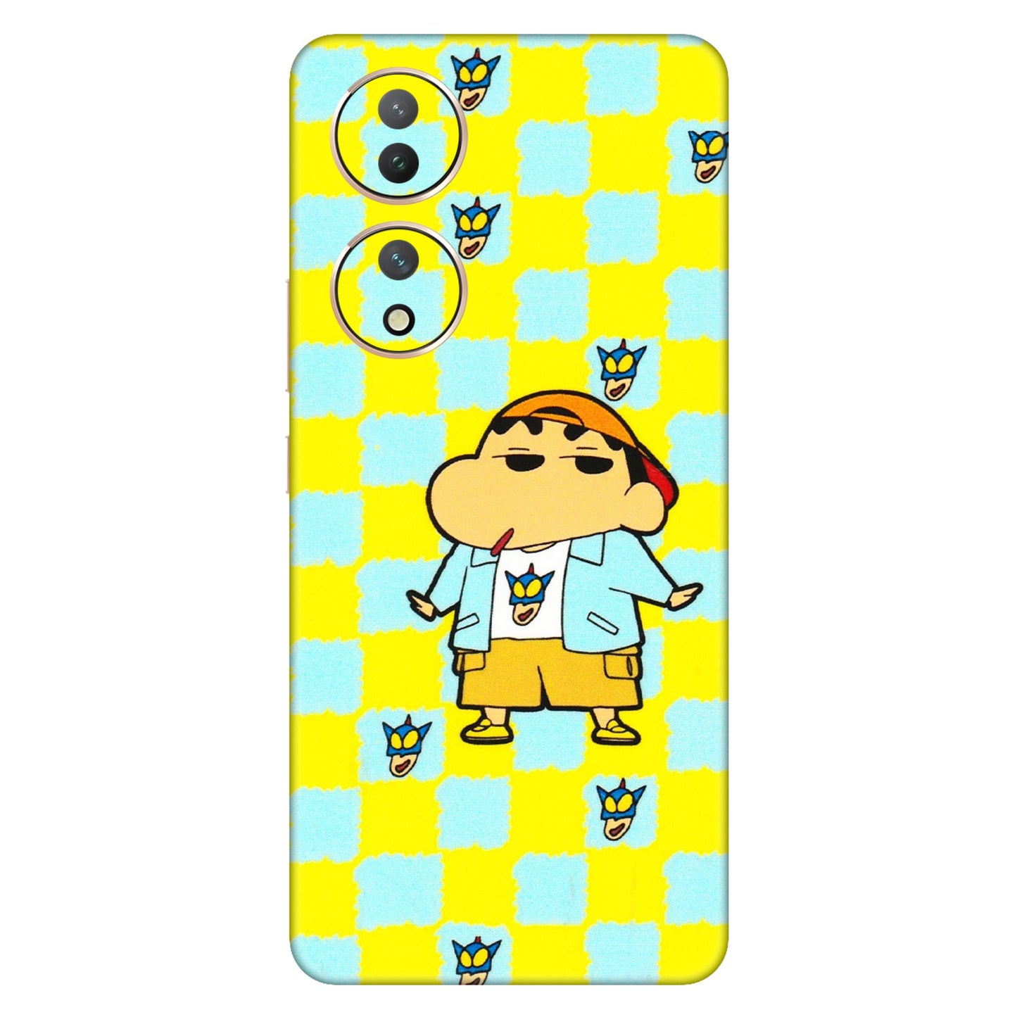 VIVO Y Series Phone Skins (All Models) - Yellow Blue Shinchan Cute - 3D Embossed Finish (L-221) Vivo Y100 (5G)