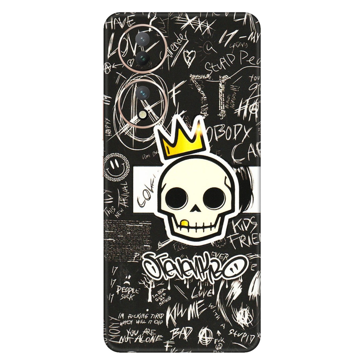 VIVO Y Series Phone Skins (All Models) - Funny Skull Black Chalk Grafitti - 3D Embossed Finish (L-22) Vivo Y100 (5G)