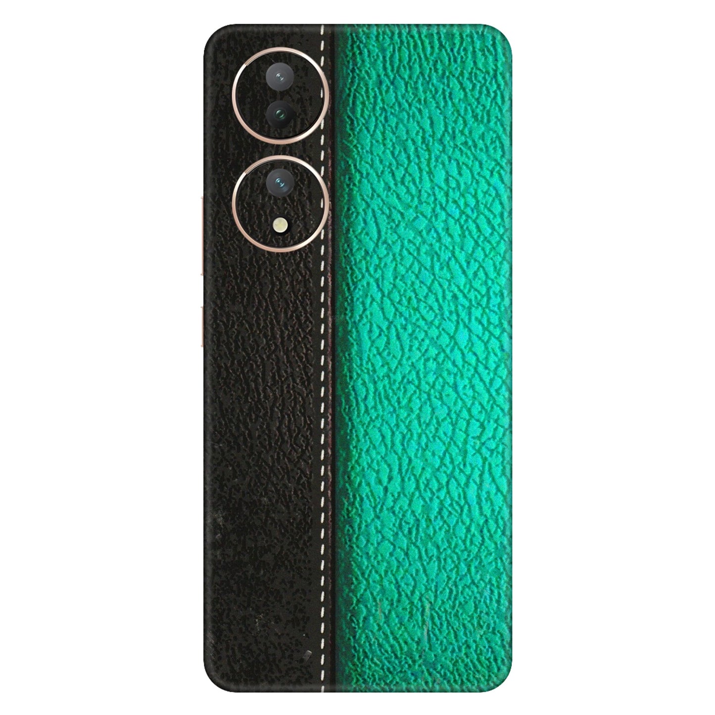 VIVO Y Series Phone Skins (All Models) - Black Green Dual Leather Stich - 3D Embossed Finish (L-233) Vivo Y100 (5G)
