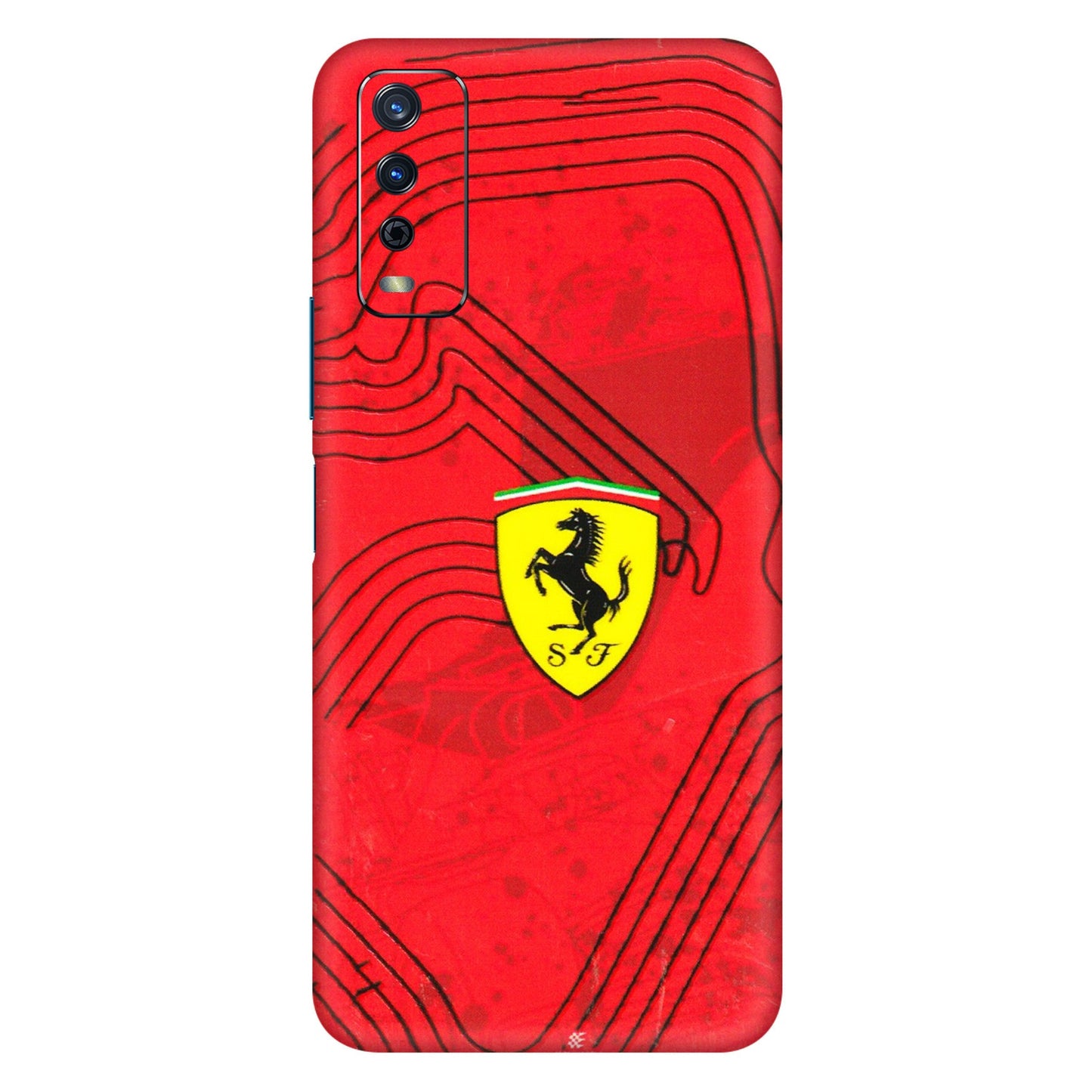 VIVO Y Series Phone Skins (All Models) - Red Ferrari Logo Stylish - 3D Embossed Finish (L-238) Vivo Y12s