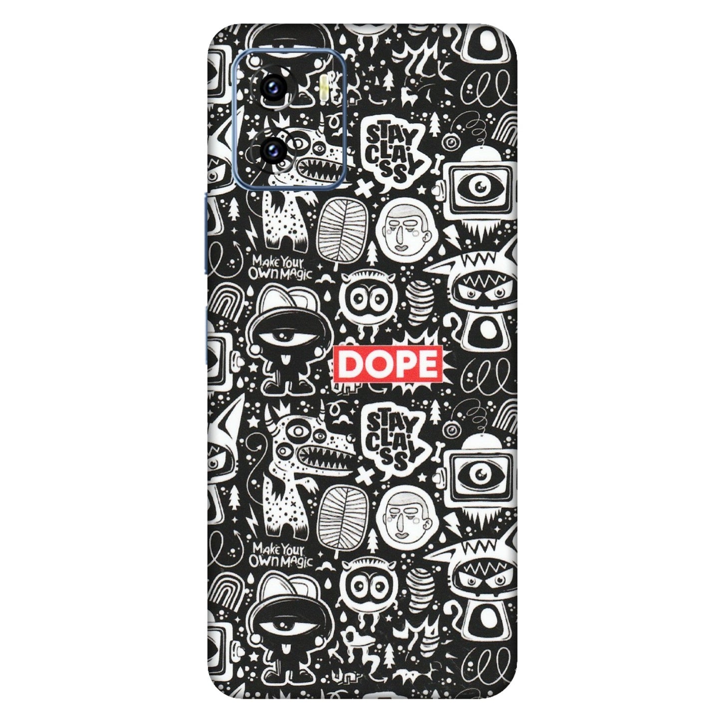 VIVO Y Series Phone Skins (All Models) - Dope Stay Classy Black Doodles - Matte Finish (M-126) Vivo Y15C