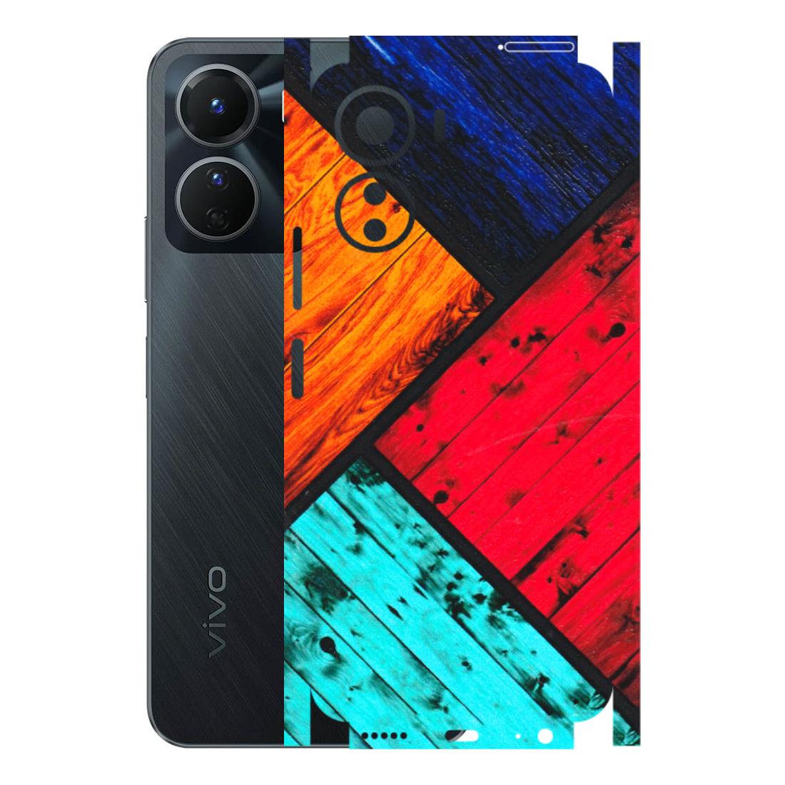 VIVO Y Series Phone Skins (All Models) - Colourful Wood Panels Abstract - 3D Embossed Finish (L-09) Vivo Y16