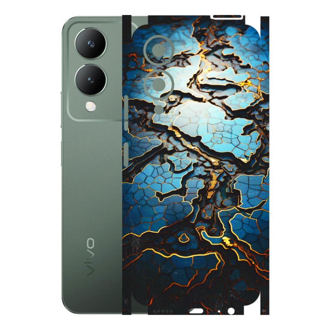 VIVO Y Series Phone Skins (All Models) - Blue Gold Abstract - 3D Embossed Finish (L-11) Vivo Y17S