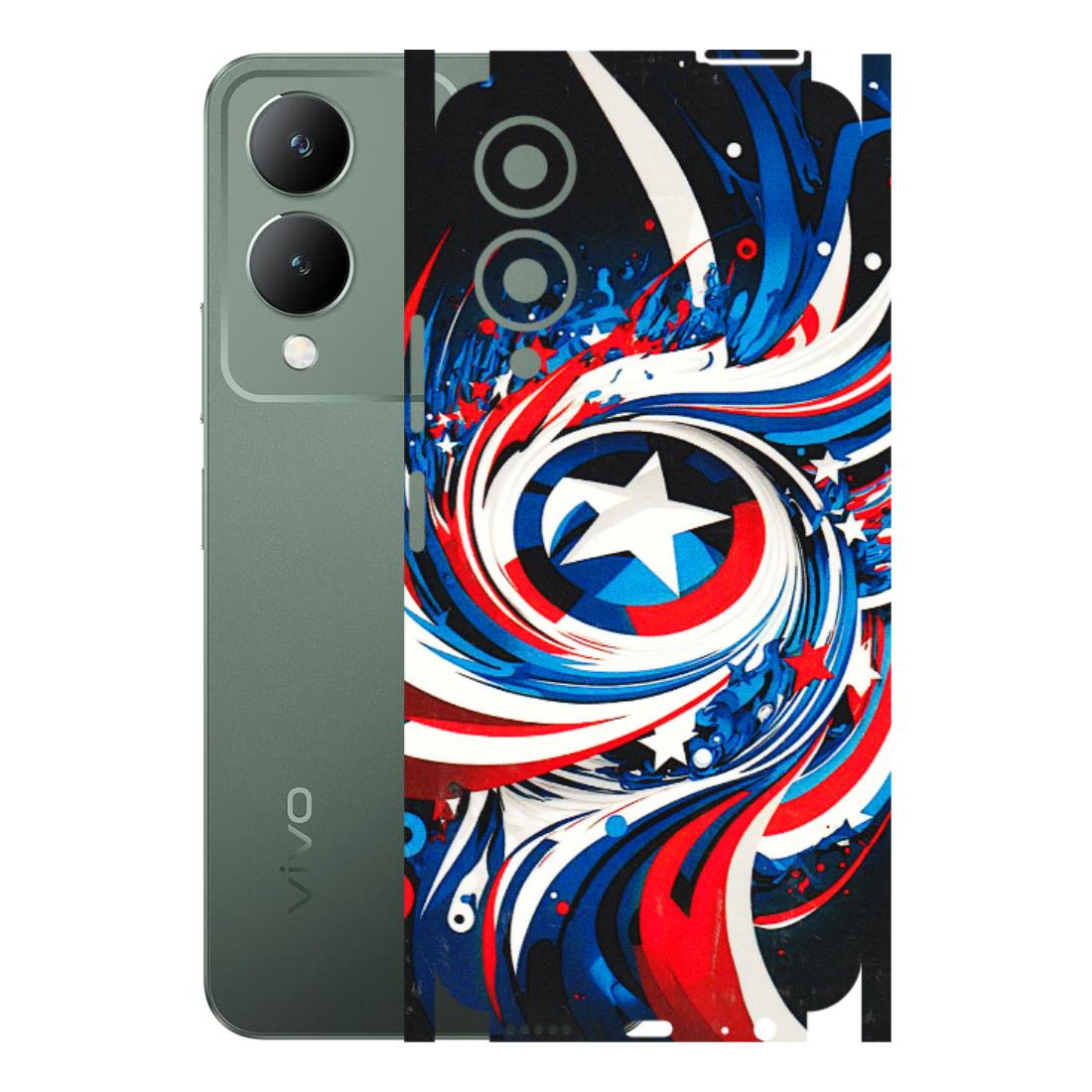 VIVO Y Series Phone Skins (All Models) - Captain America Logo - 3D Embossed Finish (L-307) Vivo Y17S