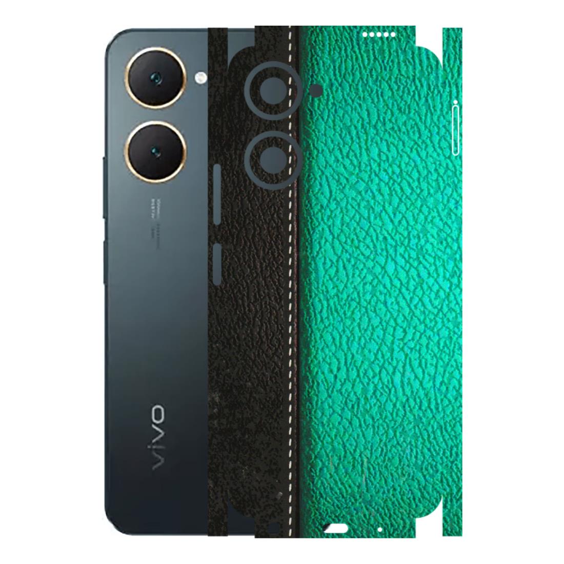 VIVO Y Series Phone Skins (All Models) - Black Green Dual Leather Stich - 3D Embossed Finish (L-233) Vivo Y18
