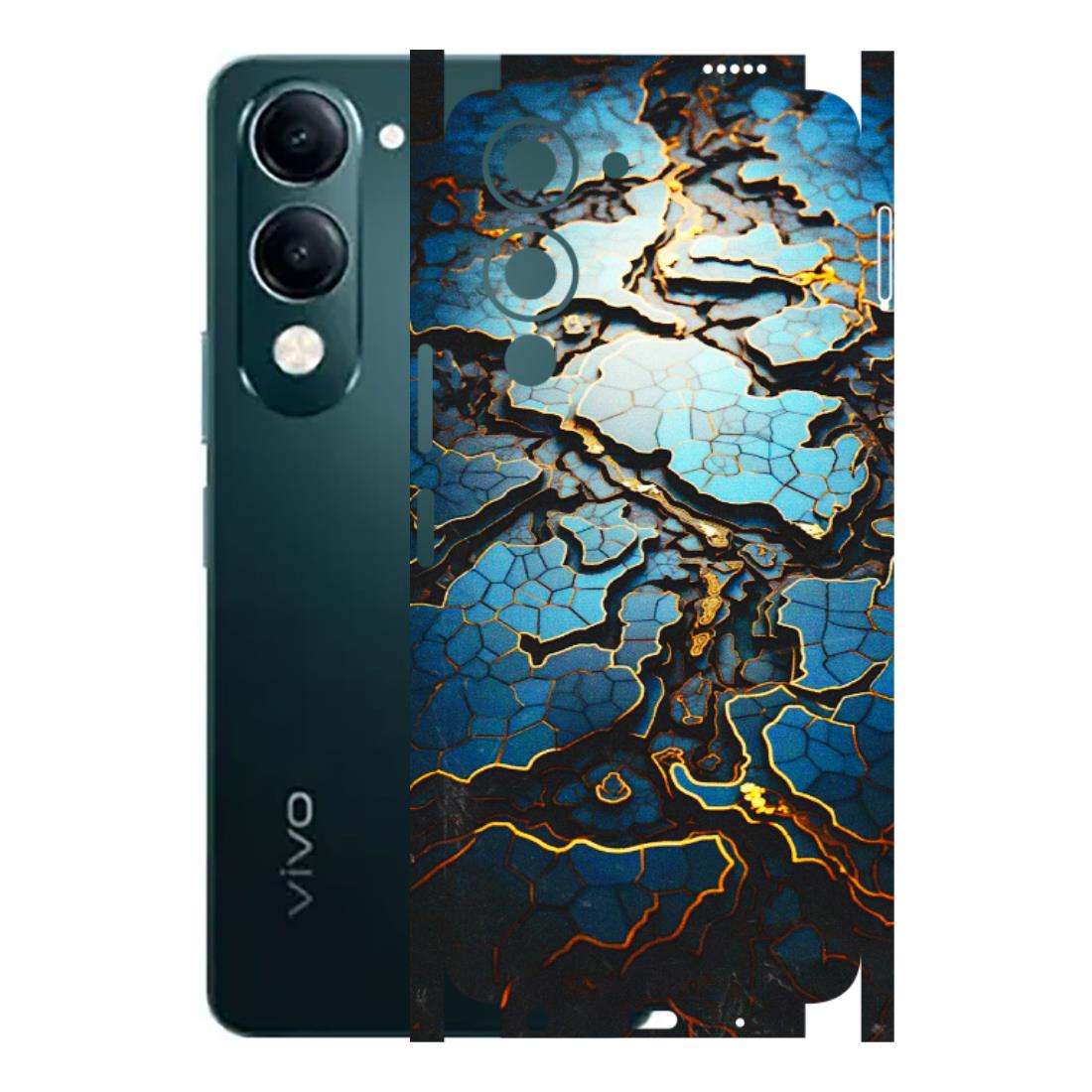 VIVO Y Series Phone Skins (All Models) - Blue Gold Abstract - 3D Embossed Finish (L-11) Vivo Y19E