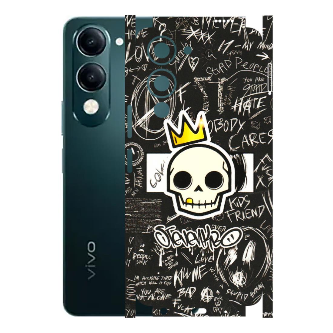 VIVO Y Series Phone Skins (All Models) - Funny Skull Black Chalk Grafitti - 3D Embossed Finish (L-22) Vivo Y19E