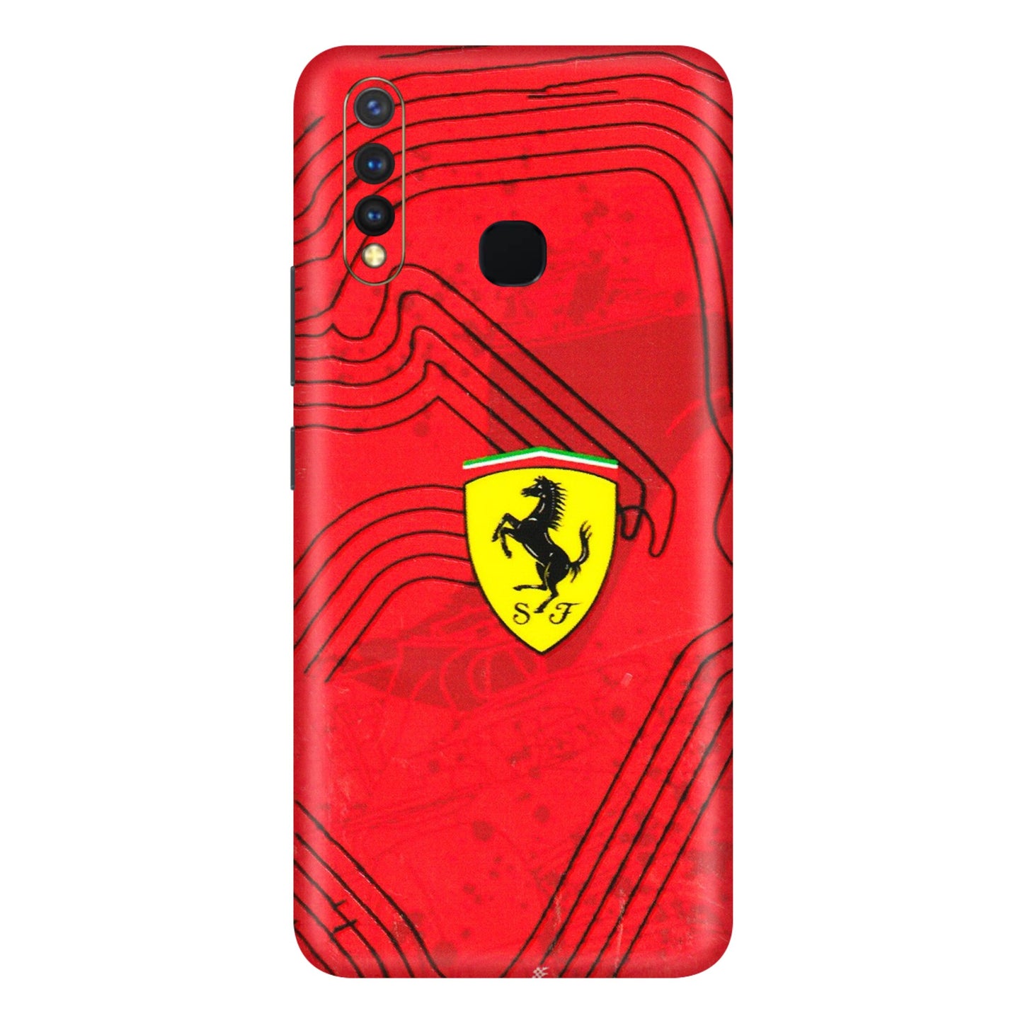 VIVO Y Series Phone Skins (All Models) - Red Ferrari Logo Stylish - 3D Embossed Finish (L-238) Vivo Y19