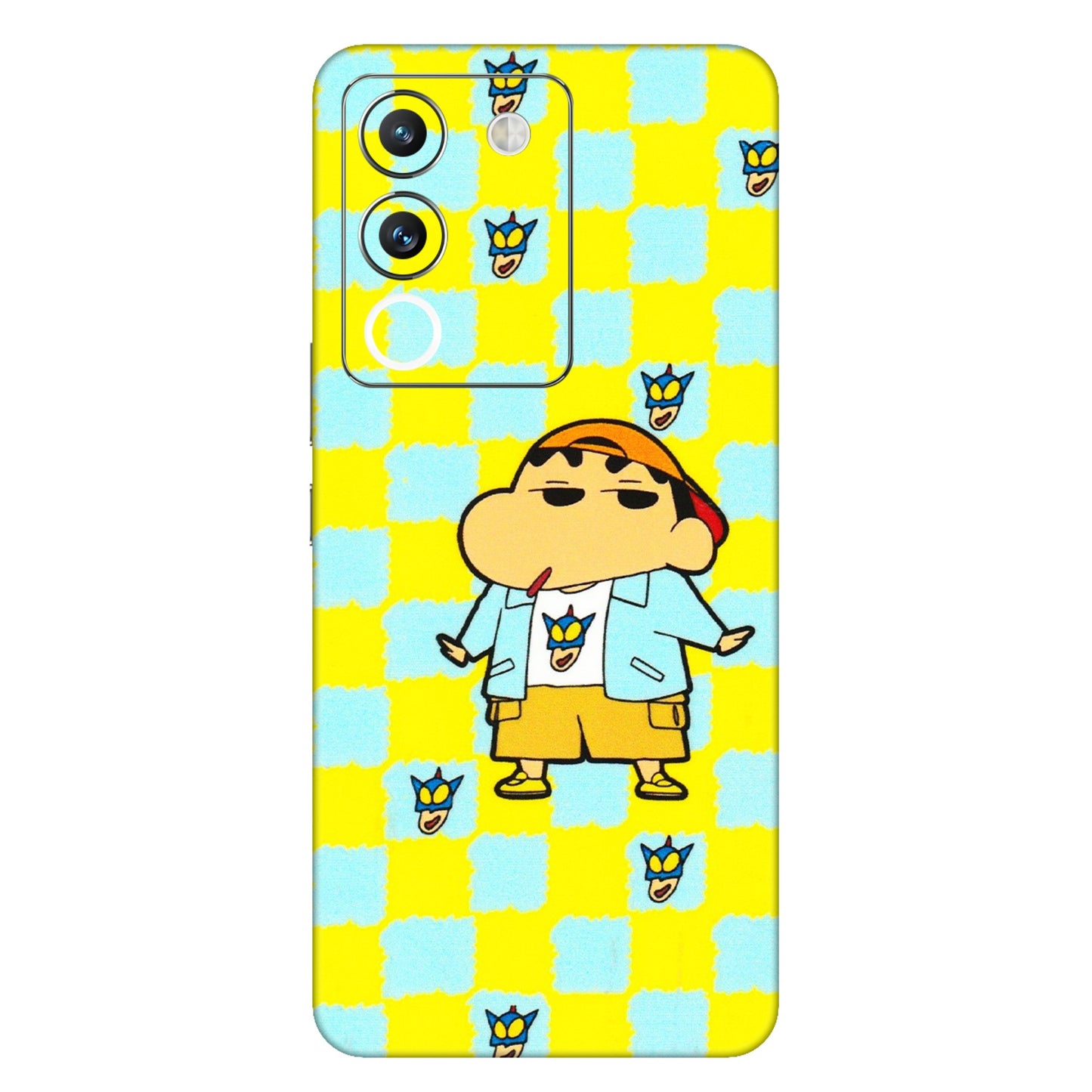 VIVO Y Series Phone Skins (All Models) - Yellow Blue Shinchan Cute - 3D Embossed Finish (L-221) Vivo Y200 (5G)