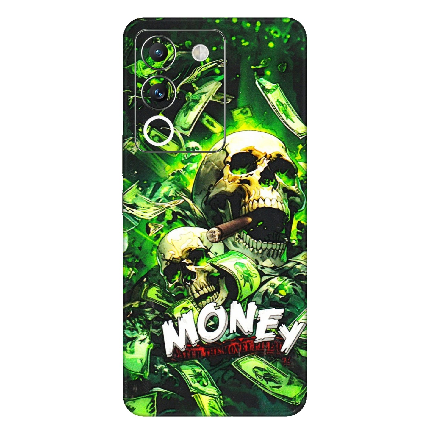VIVO Y Series Phone Skins (All Models) - Skull Money - 3D Embossed Finish (L-303) Vivo Y200 (5G)