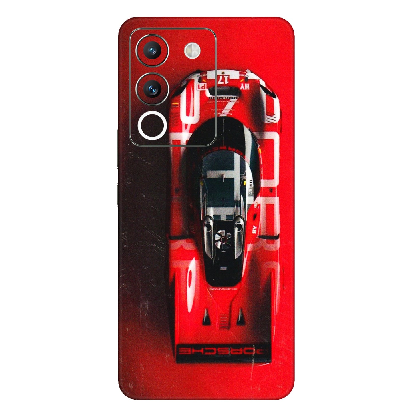 VIVO Y Series Phone Skins (All Models) - Red Porsche Car Logo - 3D Embossed Finish (L-315) Vivo Y200 (5G)