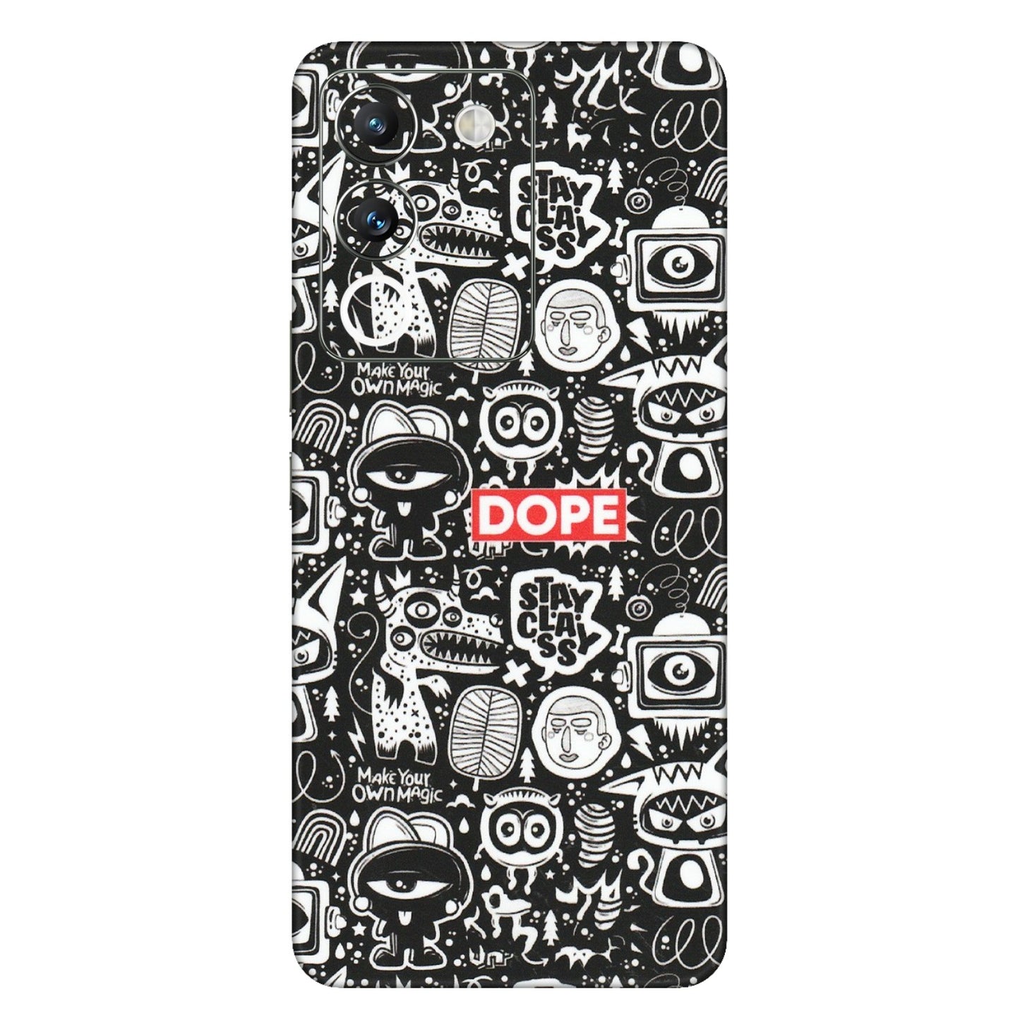 VIVO Y Series Phone Skins (All Models) - Dope Stay Classy Black Doodles - Matte Finish (M-126) Vivo Y200 (5G)