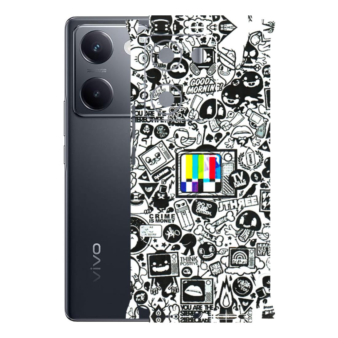 VIVO Y Series Phone Skins (All Models) - Doodles Positive Art - 3D Embossed Finish (L-263) Vivo Y200 Pro