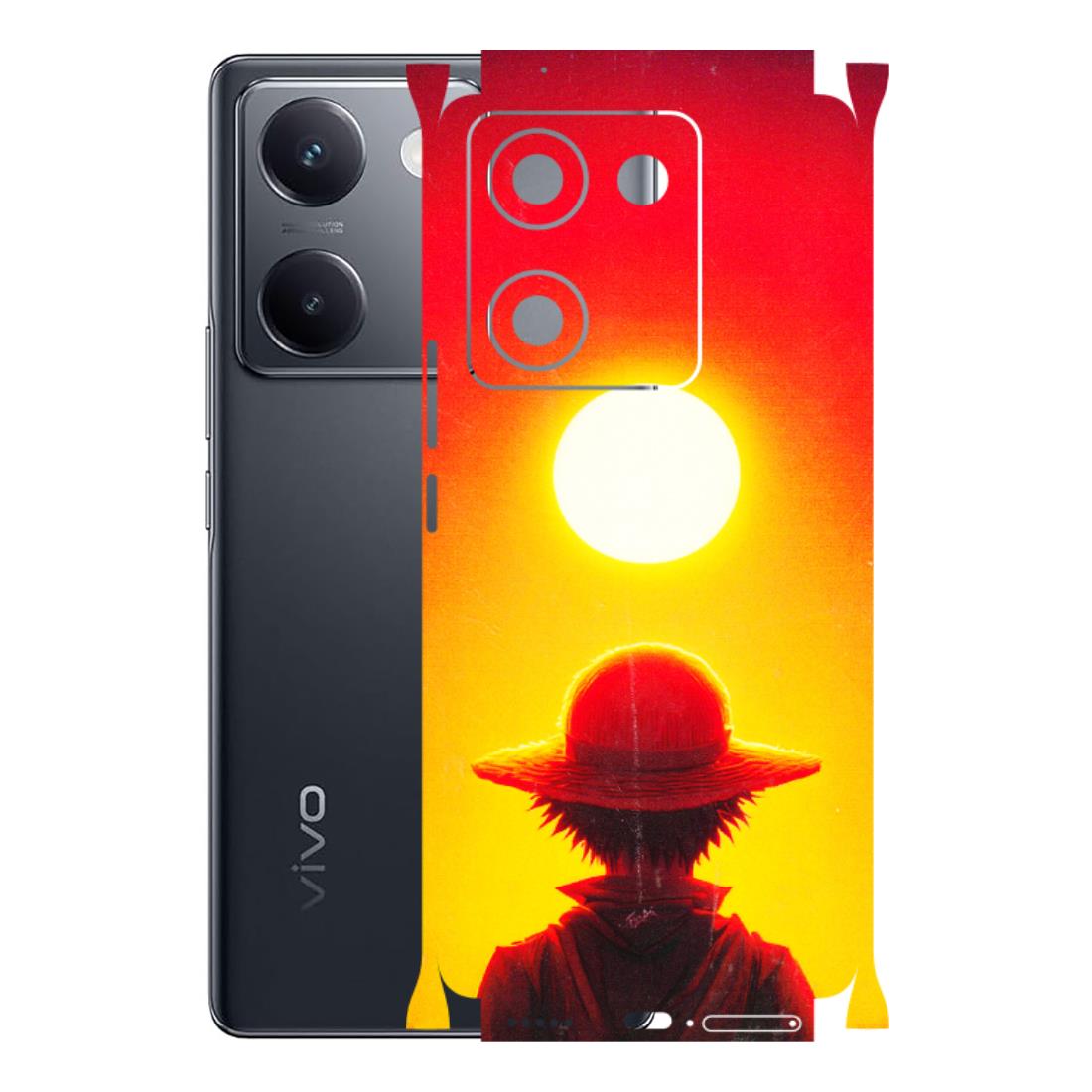 VIVO Y Series Phone Skins (All Models) - Cool Sunset With Monkey D.Luffy Anime - 3D Embossed Finish (L-329) Vivo Y200 Pro