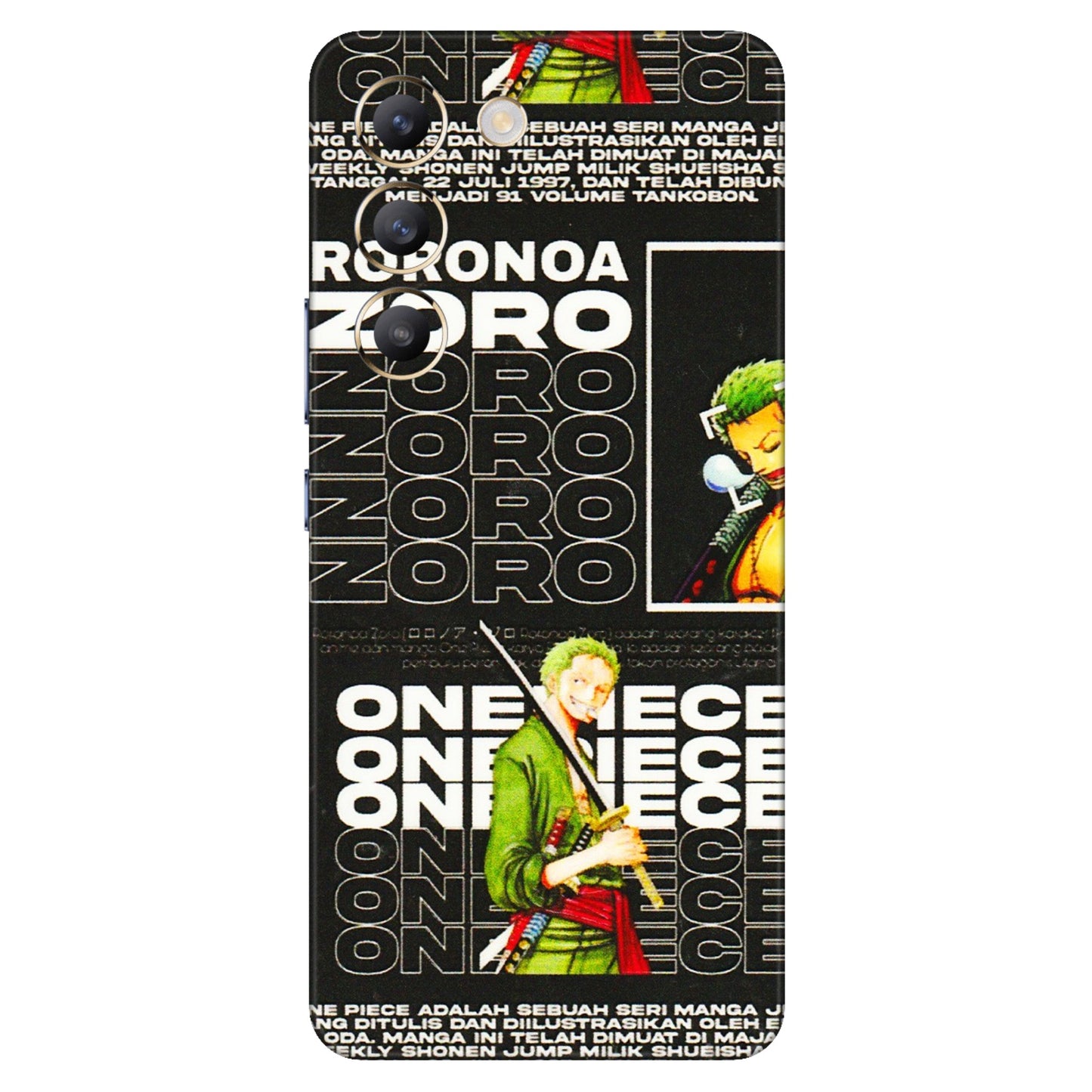 VIVO Y Series Phone Skins (All Models) - One Piece Zoro - 3D Embossed Finish (L-250) Vivo Y200e (5G)