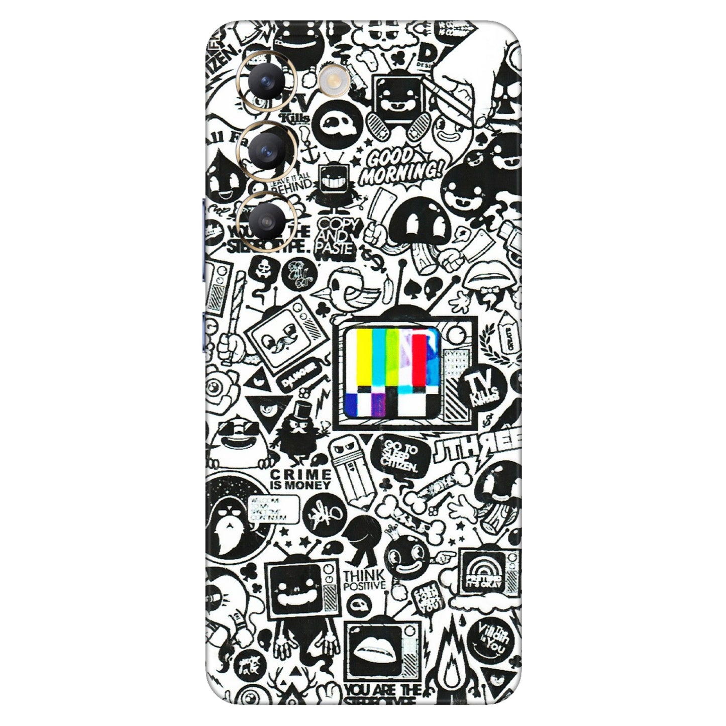 VIVO Y Series Phone Skins (All Models) - Doodles Positive Art - 3D Embossed Finish (L-263) Vivo Y200e (5G)