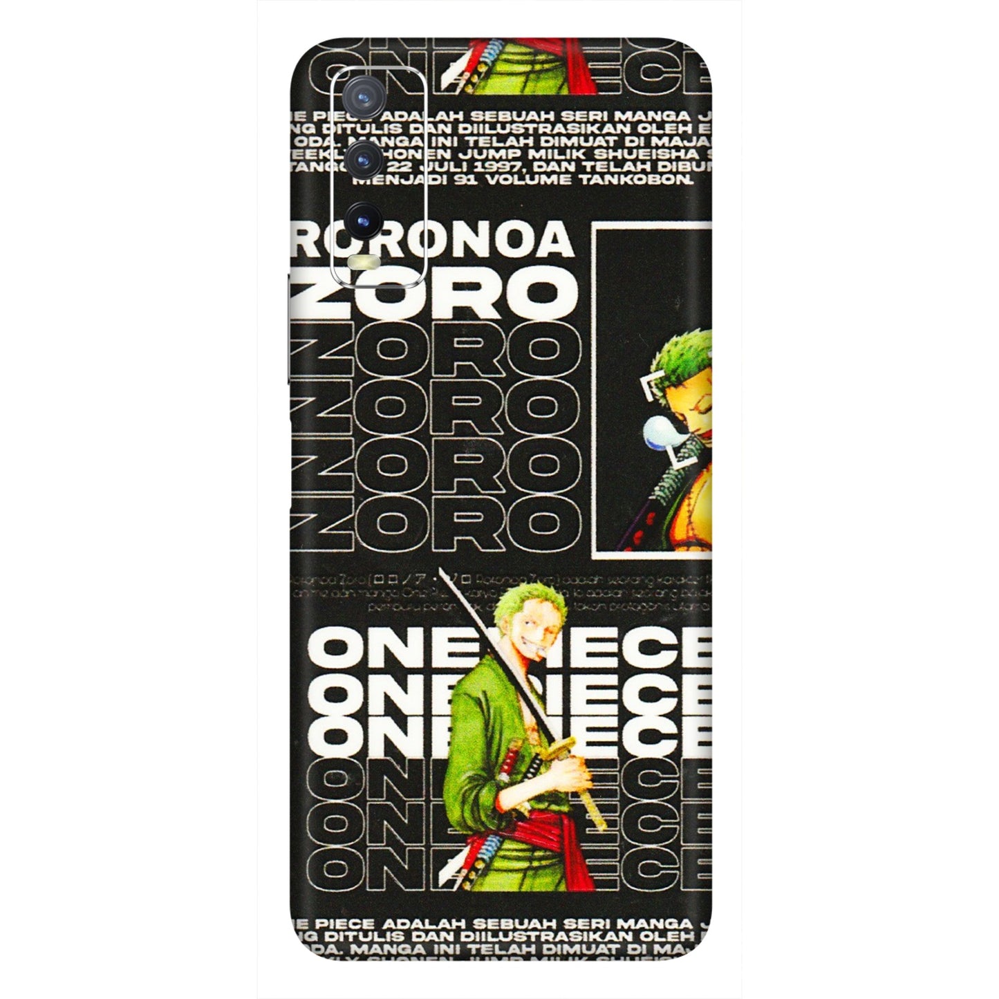 VIVO Y Series Phone Skins (All Models) - One Piece Zoro - 3D Embossed Finish (L-250) Vivo Y20i