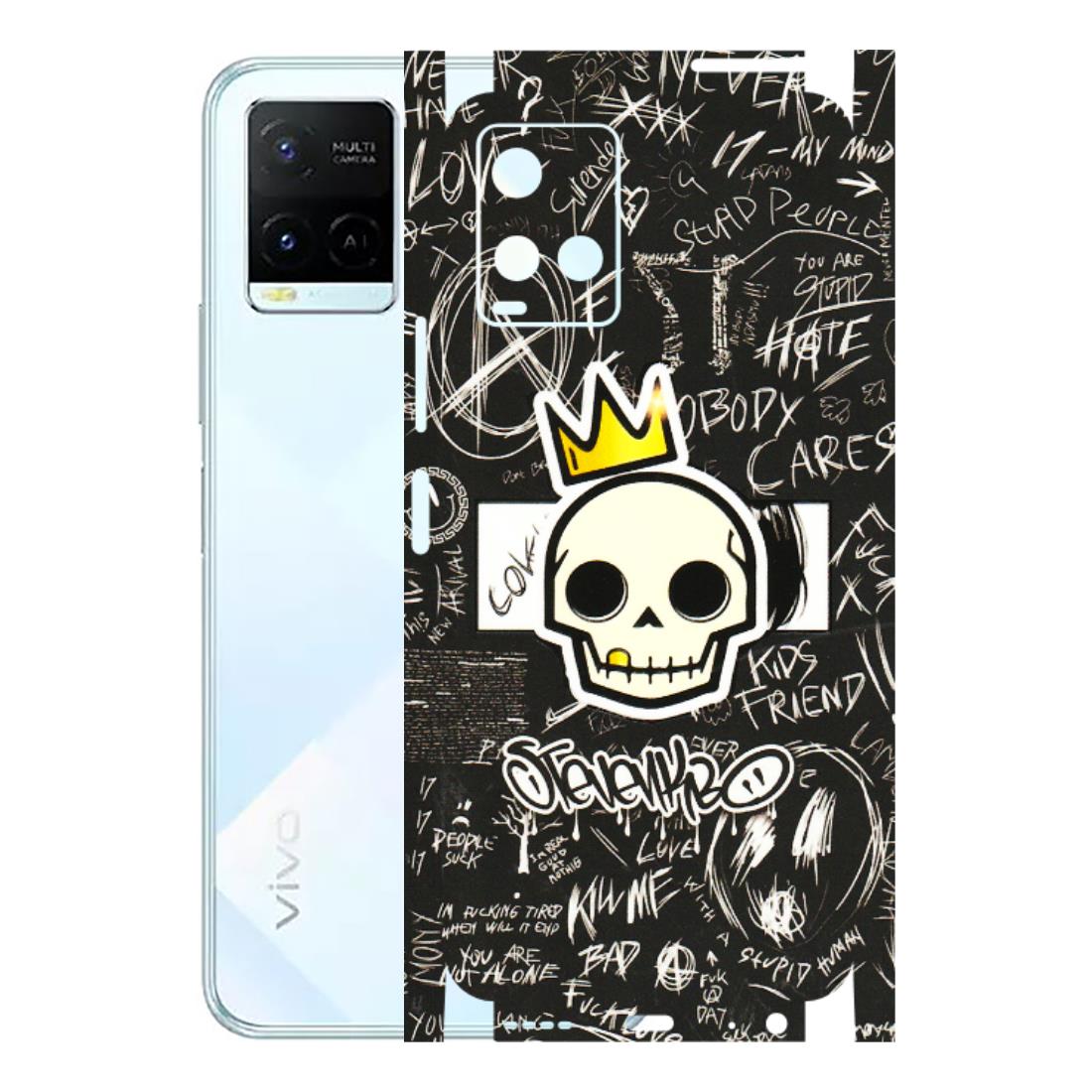 VIVO Y Series Phone Skins (All Models) - Funny Skull Black Chalk Grafitti - 3D Embossed Finish (L-22) Vivo Y21E 5G