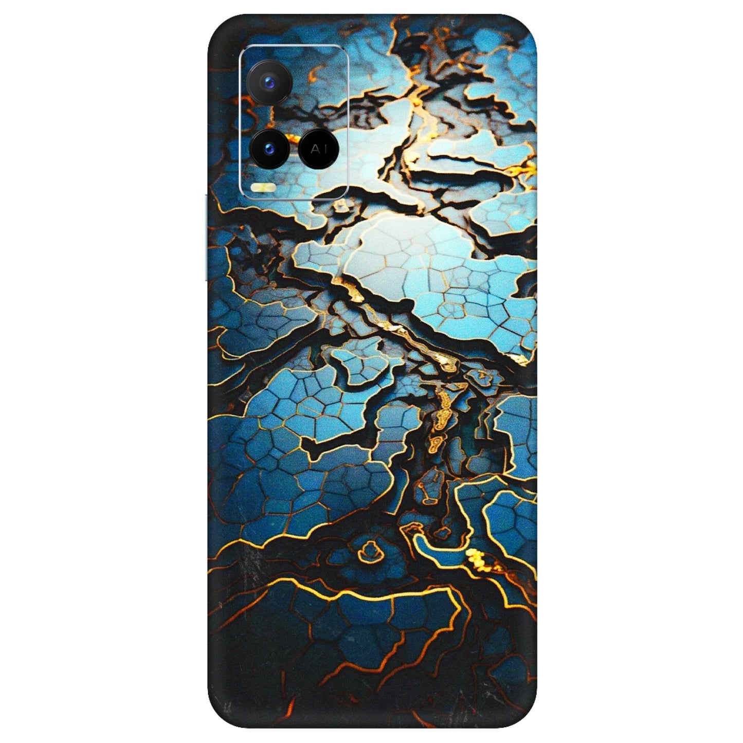 VIVO Y Series Phone Skins (All Models) - Blue Gold Abstract - 3D Embossed Finish (L-11) Vivo Y21 G