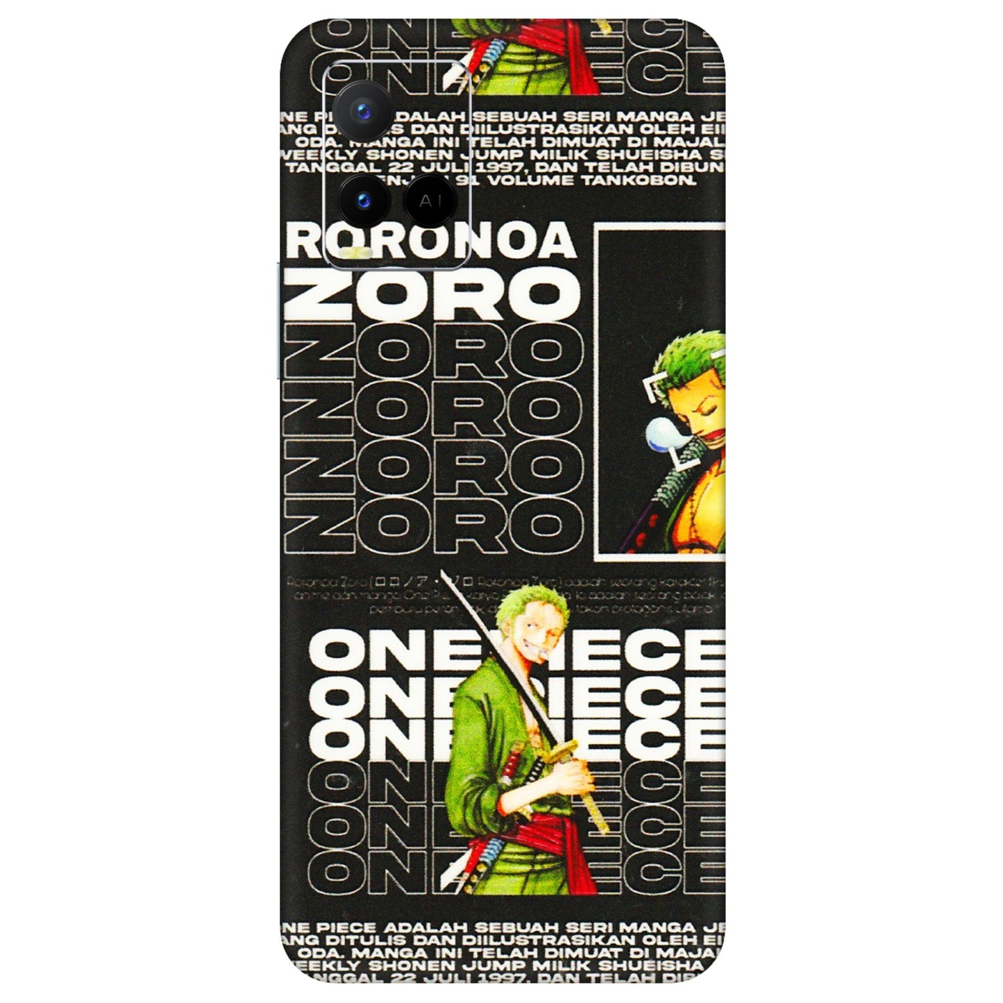 VIVO Y Series Phone Skins (All Models) - One Piece Zoro - 3D Embossed Finish (L-250) Vivo Y21 G