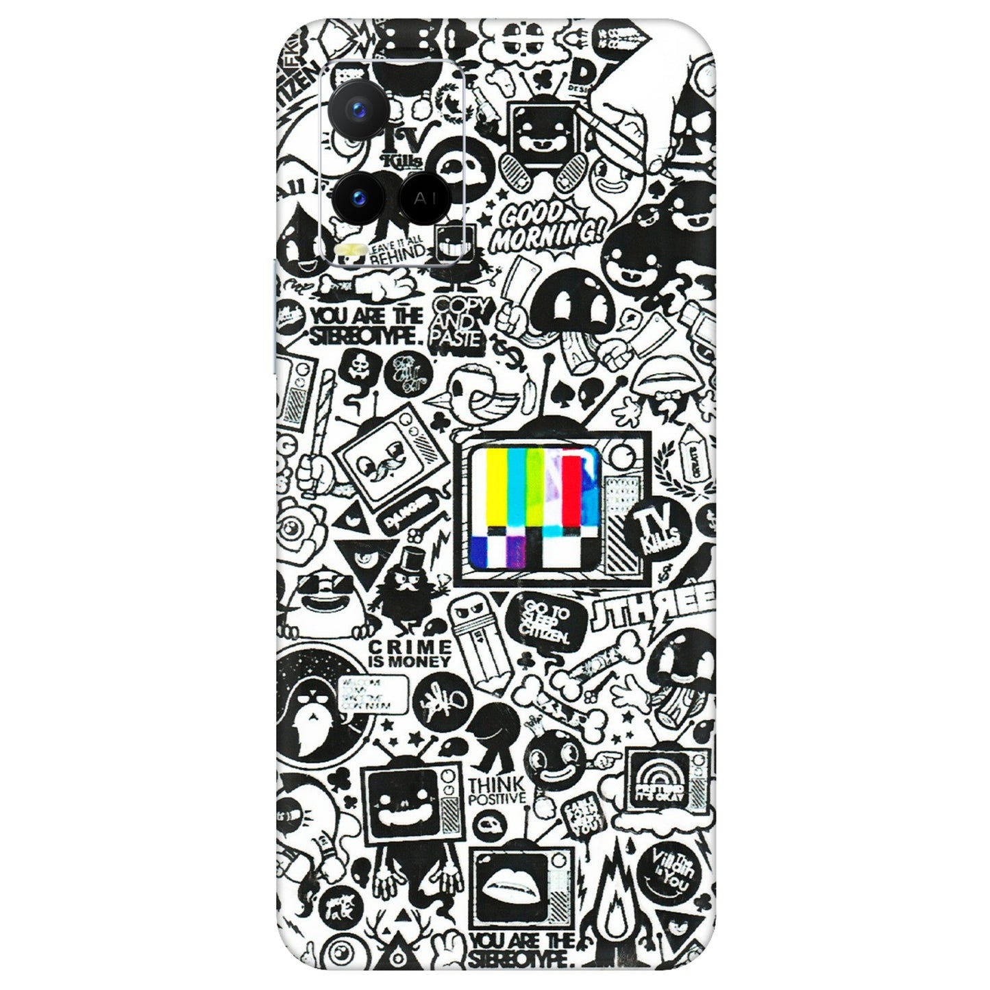 VIVO Y Series Phone Skins (All Models) - Doodles Positive Art - 3D Embossed Finish (L-263) Vivo Y21 G