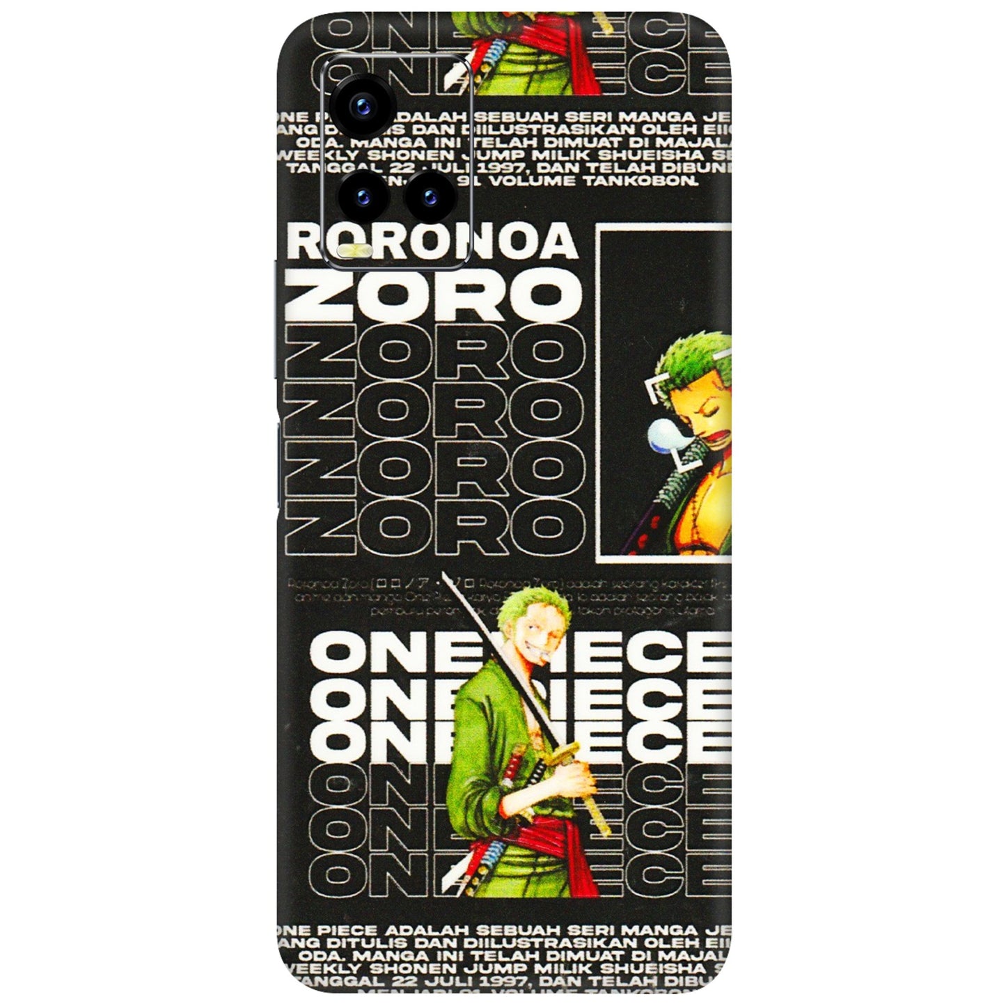 VIVO Y Series Phone Skins (All Models) - One Piece Zoro - 3D Embossed Finish (L-250) Vivo Y21 2021