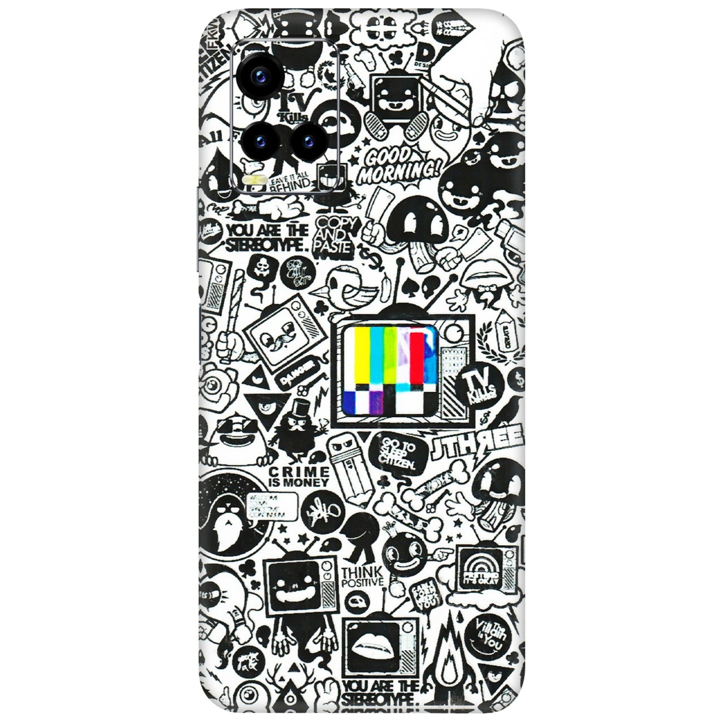 VIVO Y Series Phone Skins (All Models) - Doodles Positive Art - 3D Embossed Finish (L-263) Vivo Y21 2021