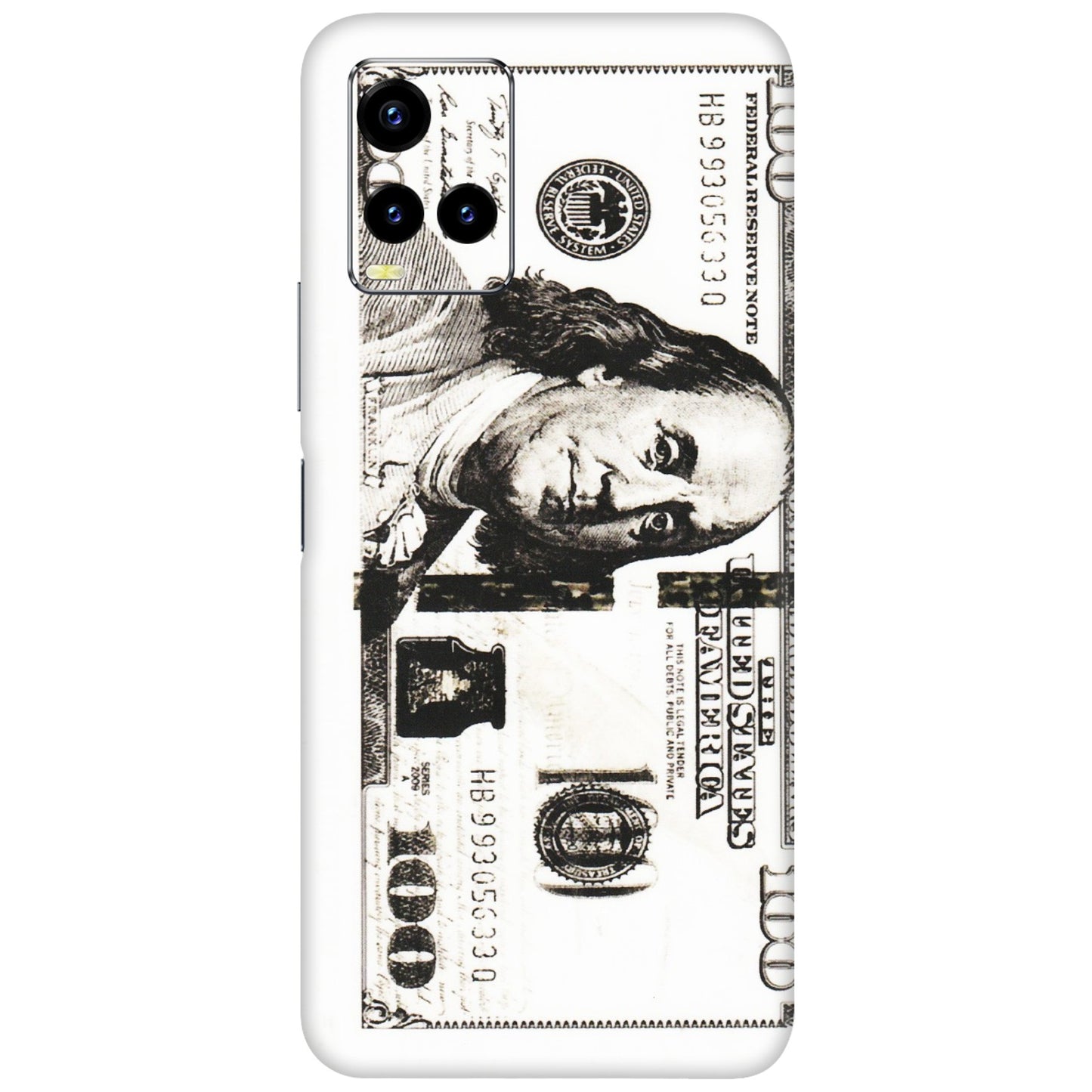 VIVO Y Series Phone Skins (All Models) - 100 Dollar Currency - Transparent Finish (T-01) Vivo Y21 2021