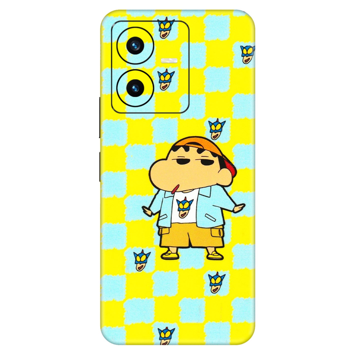VIVO Y Series Phone Skins (All Models) - Yellow Blue Shinchan Cute - 3D Embossed Finish (L-221) Vivo Y22 2022