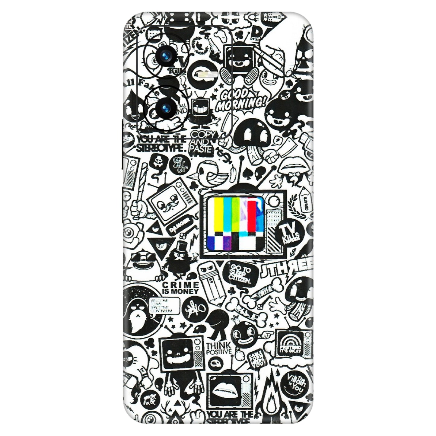 VIVO Y Series Phone Skins (All Models) - Doodles Positive Art - 3D Embossed Finish (L-263) Vivo Y22 2022