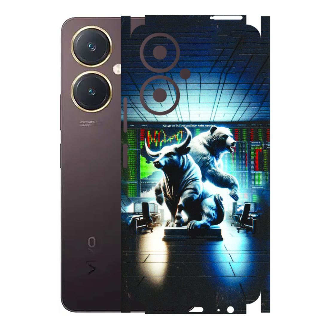 VIVO Y Series Phone Skins (All Models) - Stock Market Sensex Bear vs Bulls - 3D Embossed Finish (L-15) Vivo Y27 4G