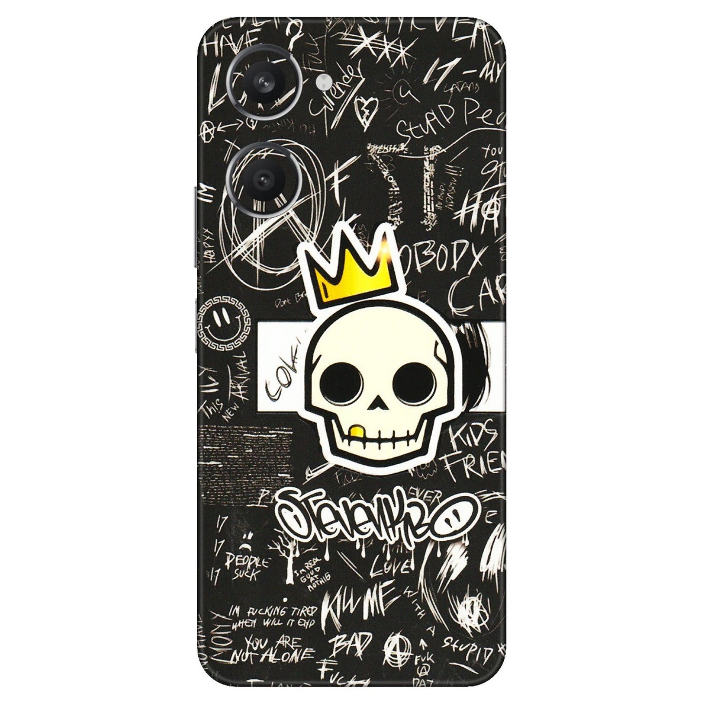 VIVO Y Series Phone Skins (All Models) - Funny Skull Black Chalk Grafitti - 3D Embossed Finish (L-22) Vivo Y28S (5G)