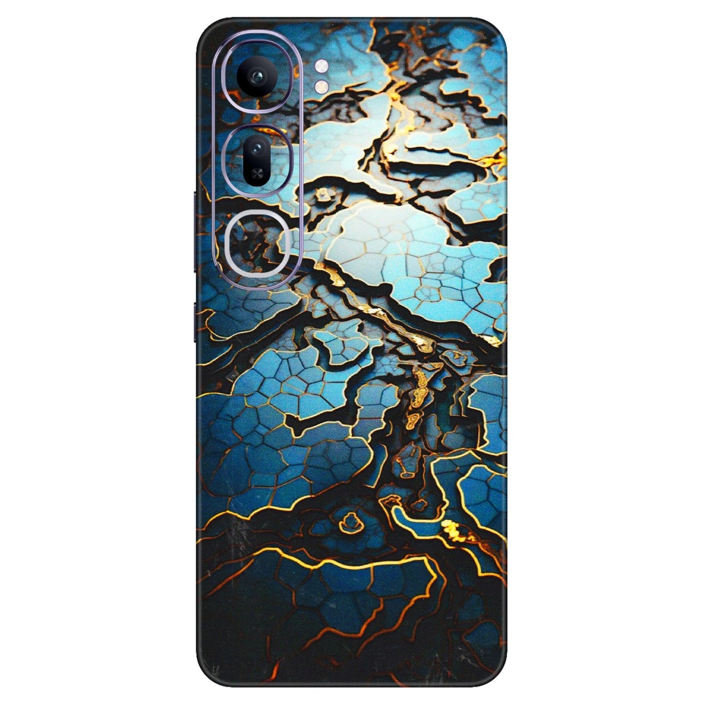VIVO Y Series Phone Skins (All Models) - Blue Gold Abstract - 3D Embossed Finish (L-11) Vivo Y300 (5G)