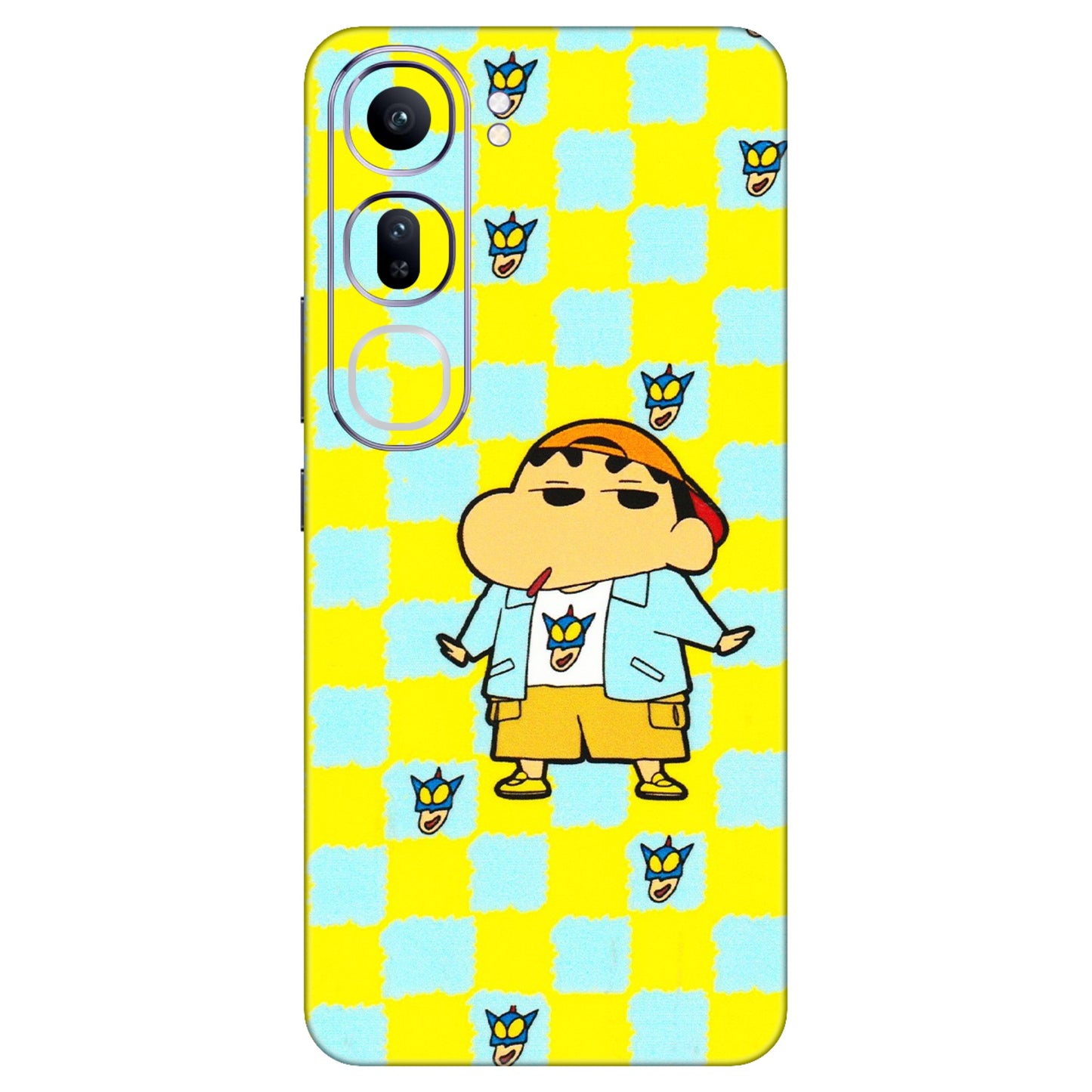 VIVO Y Series Phone Skins (All Models) - Yellow Blue Shinchan Cute - 3D Embossed Finish (L-221) Vivo Y300 (5G)