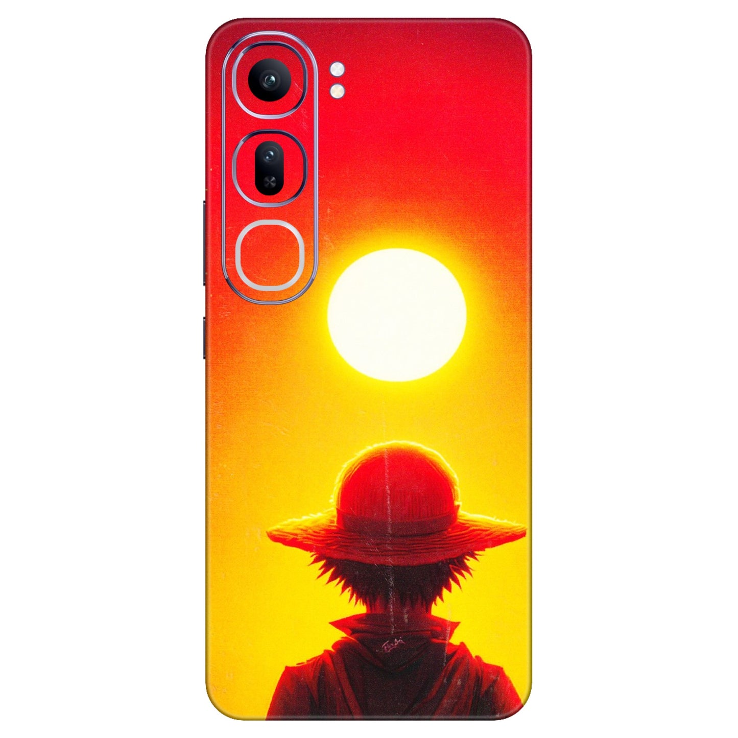 VIVO Y Series Phone Skins (All Models) - Cool Sunset With Monkey D.Luffy Anime - 3D Embossed Finish (L-329) Vivo Y300 (5G)