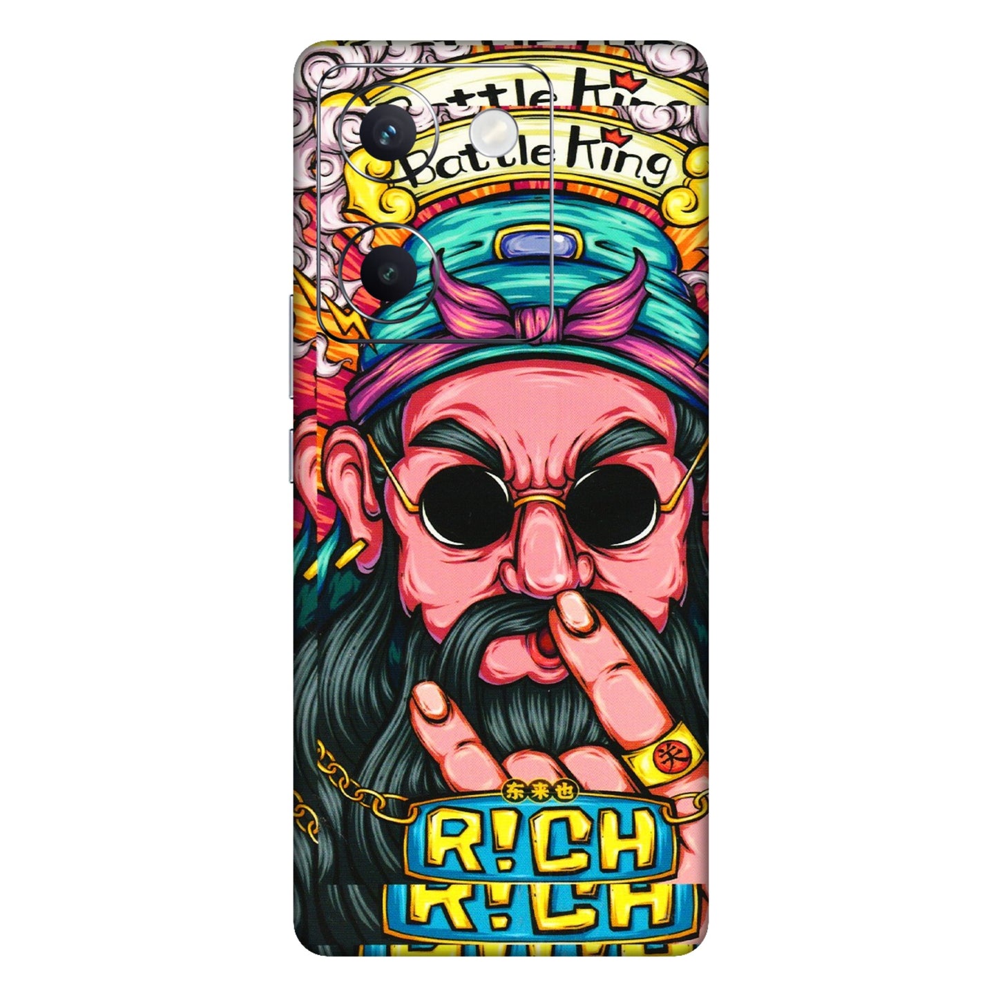 VIVO Y Series Phone Skins (All Models) - Battle King Dude Face - 3D Embossed Finish (L-178) Vivo Y300 Plus (5G)