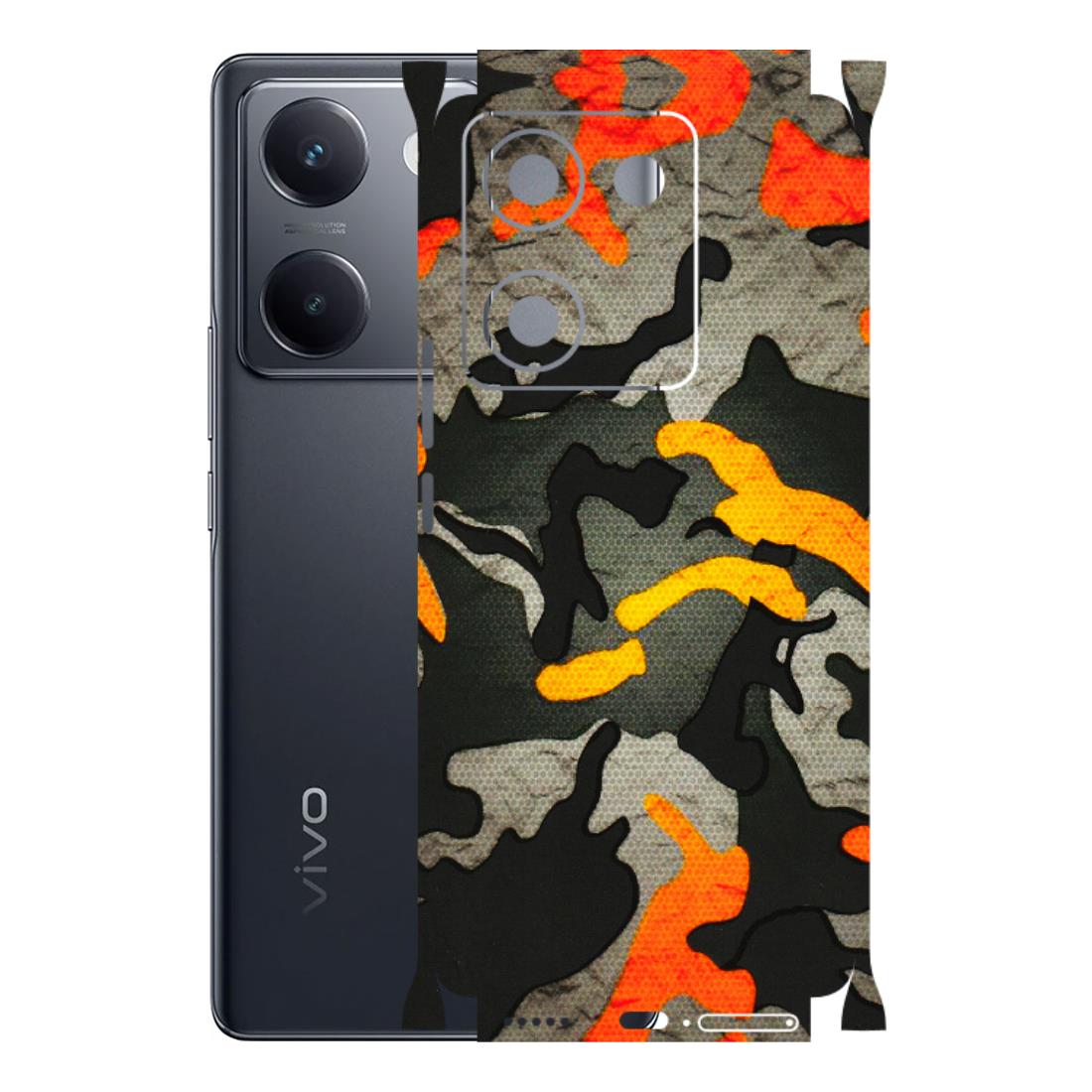 VIVO Y Series Phone Skins (All Models) - Orange Camouflage - 3D Embossed Finish (L-204) Vivo Y300 Plus (5G)