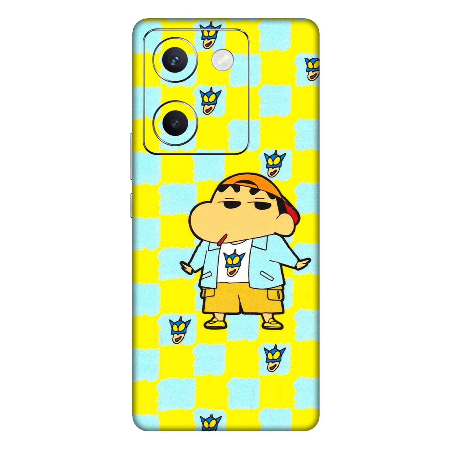 VIVO Y Series Phone Skins (All Models) - Yellow Blue Shinchan Cute - 3D Embossed Finish (L-221) Vivo Y300 Plus (5G)