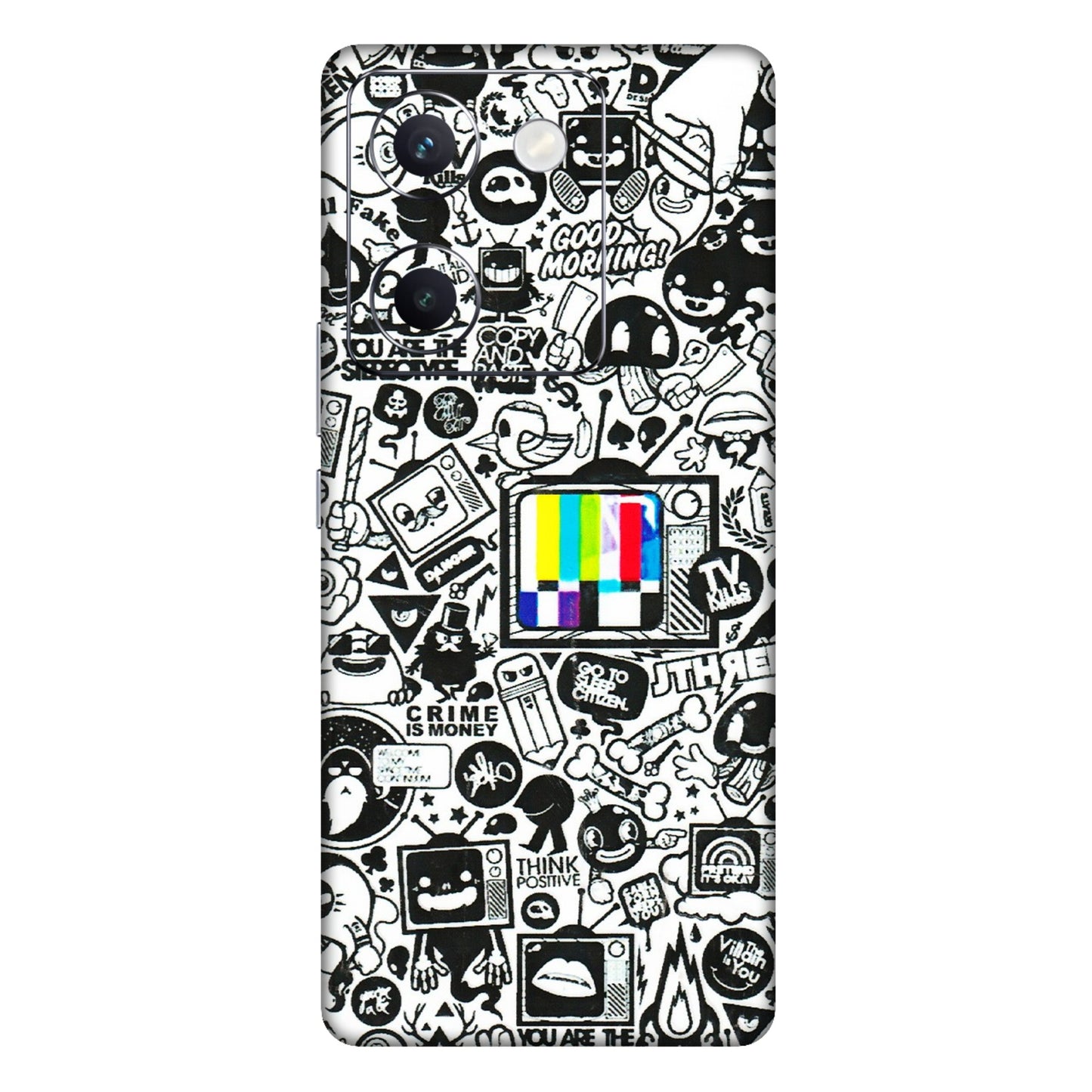 VIVO Y Series Phone Skins (All Models) - Doodles Positive Art - 3D Embossed Finish (L-263) Vivo Y300 Plus (5G)