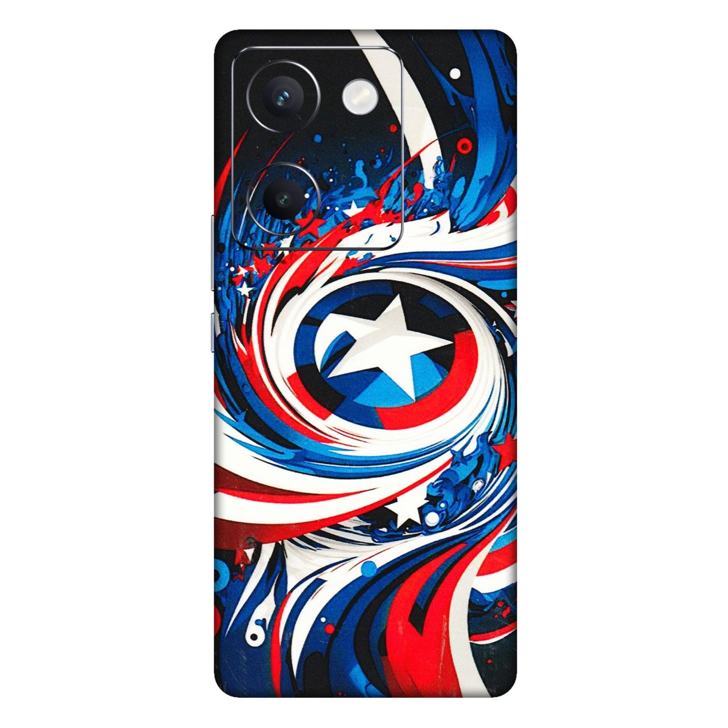 VIVO Y Series Phone Skins (All Models) - Captain America Logo - 3D Embossed Finish (L-307) Vivo Y300 Plus (5G)