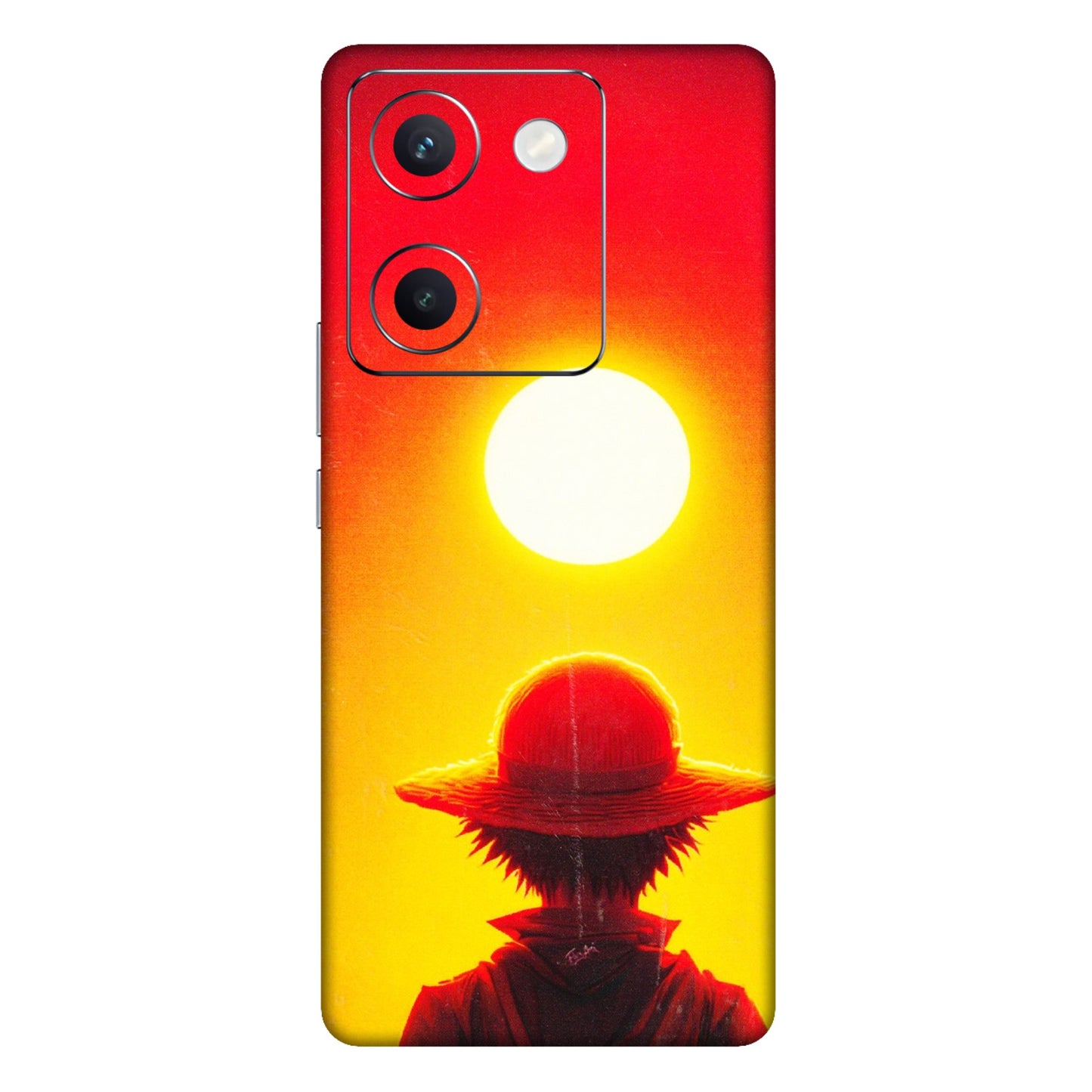 VIVO Y Series Phone Skins (All Models) - Cool Sunset With Monkey D.Luffy Anime - 3D Embossed Finish (L-329) Vivo Y300 Plus (5G)