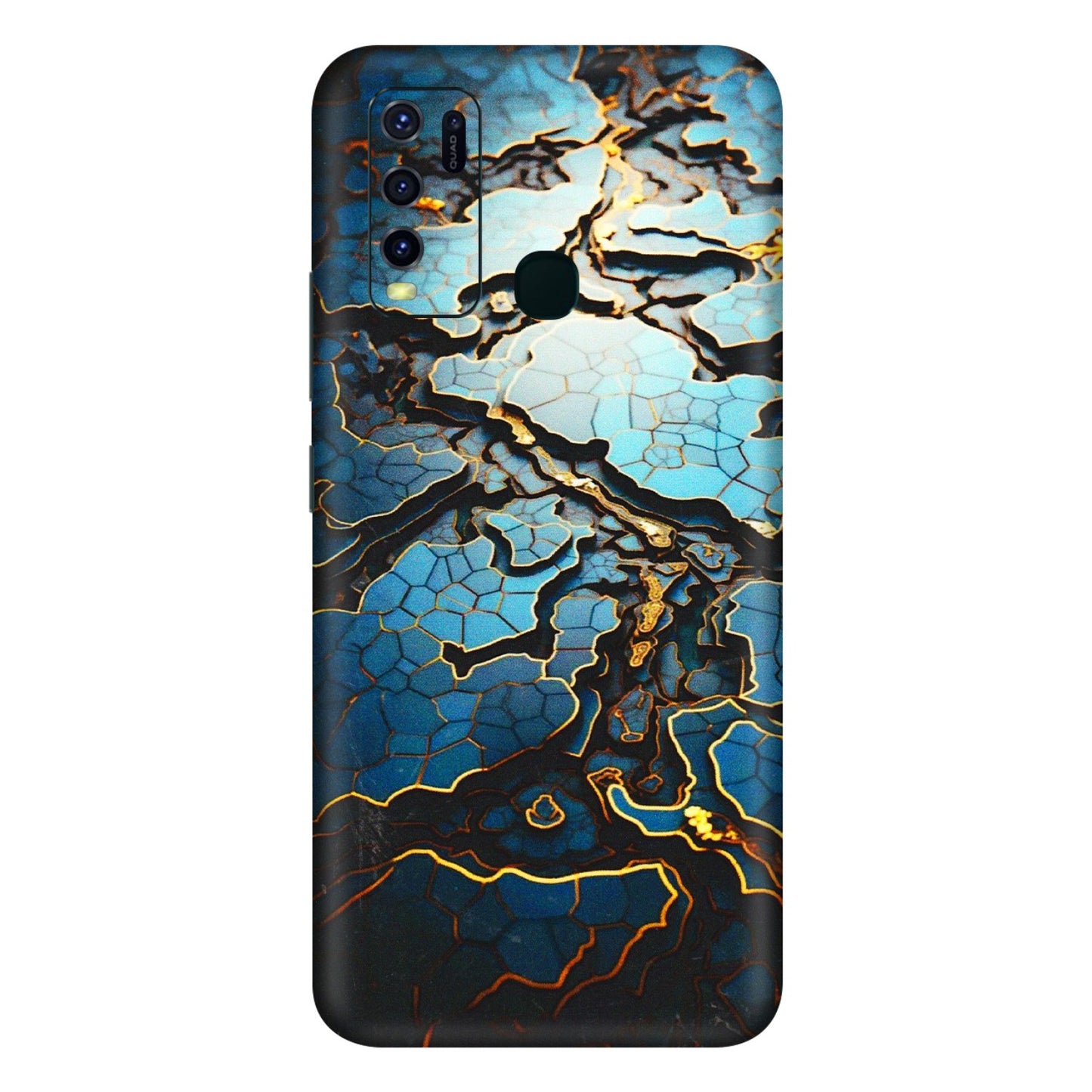 VIVO Y Series Phone Skins (All Models) - Blue Gold Abstract - 3D Embossed Finish (L-11) Vivo Y30