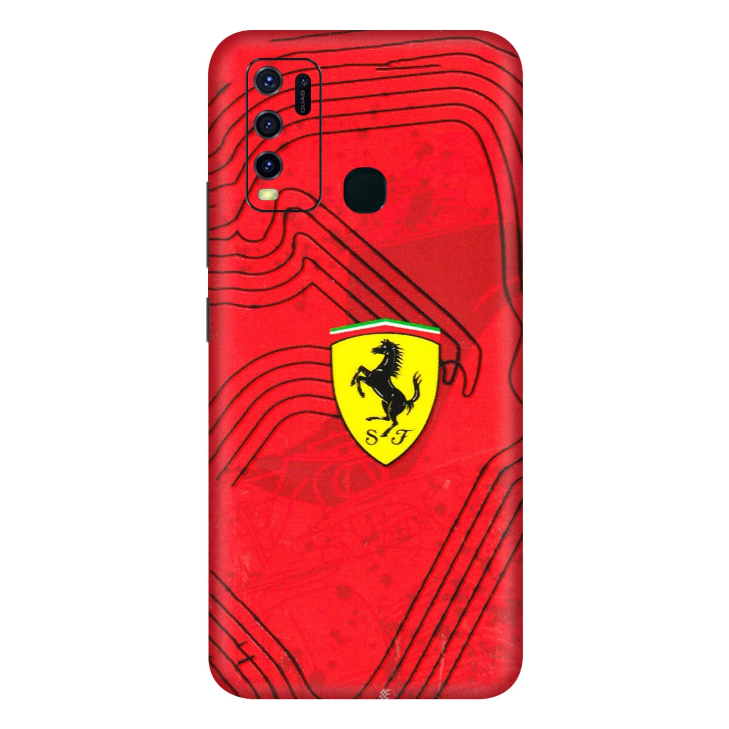 VIVO Y Series Phone Skins (All Models) - Red Ferrari Logo Stylish - 3D Embossed Finish (L-238) Vivo Y30