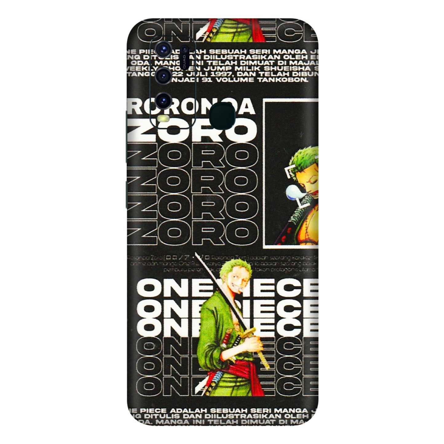 VIVO Y Series Phone Skins (All Models) - One Piece Zoro - 3D Embossed Finish (L-250) Vivo Y30