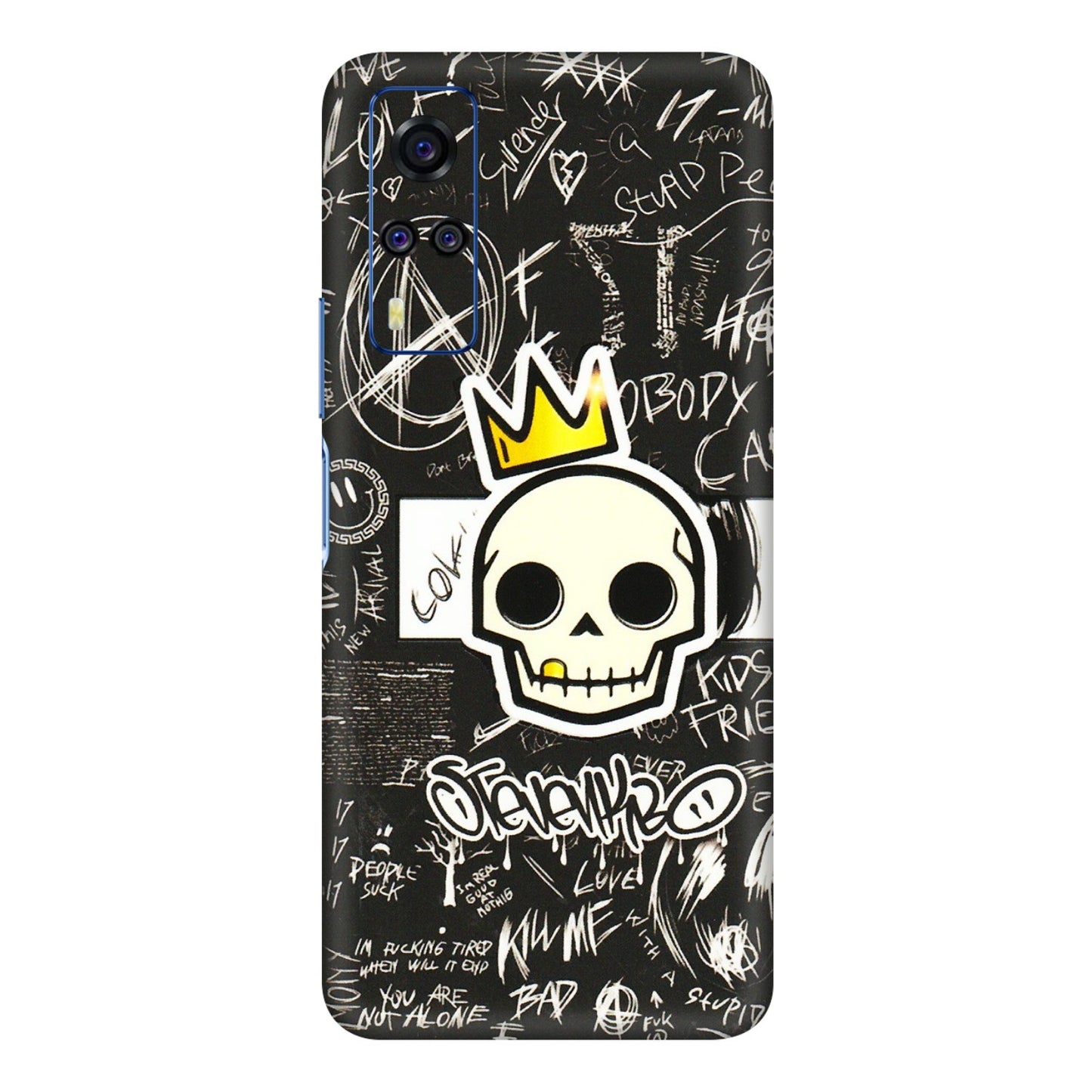 VIVO Y Series Phone Skins (All Models) - Funny Skull Black Chalk Grafitti - 3D Embossed Finish (L-22) Vivo Y31