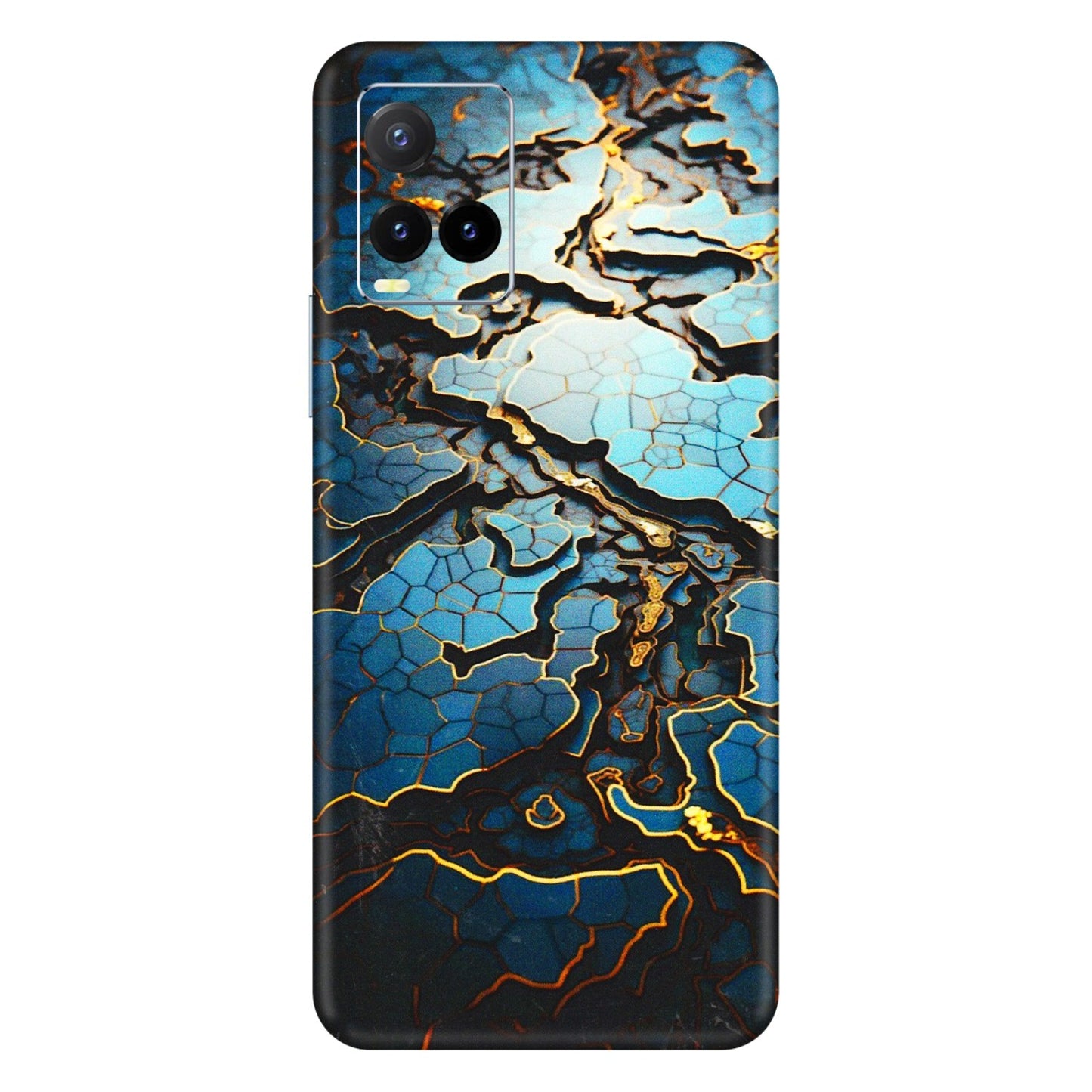 VIVO Y Series Phone Skins (All Models) - Blue Gold Abstract - 3D Embossed Finish (L-11) Vivo Y33T
