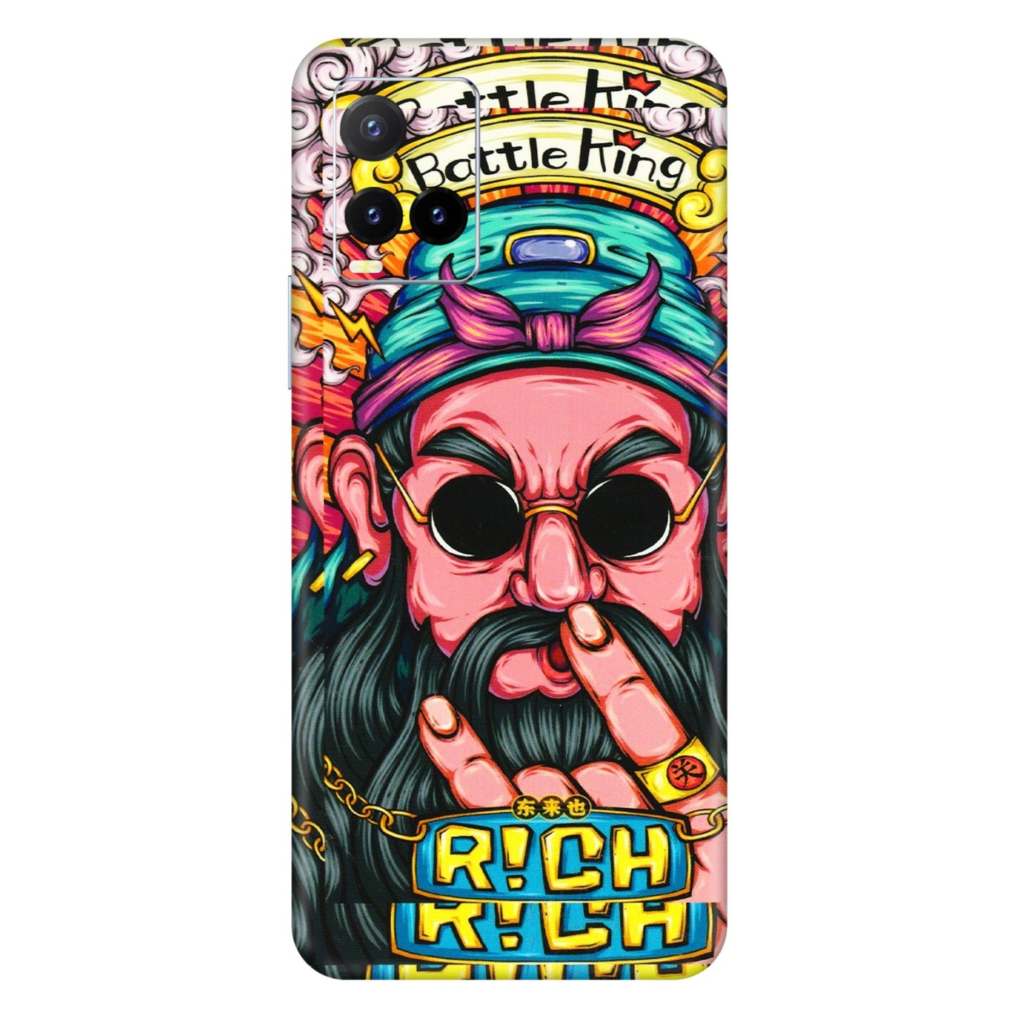VIVO Y Series Phone Skins (All Models) - Battle King Dude Face - 3D Embossed Finish (L-178) Vivo Y33T