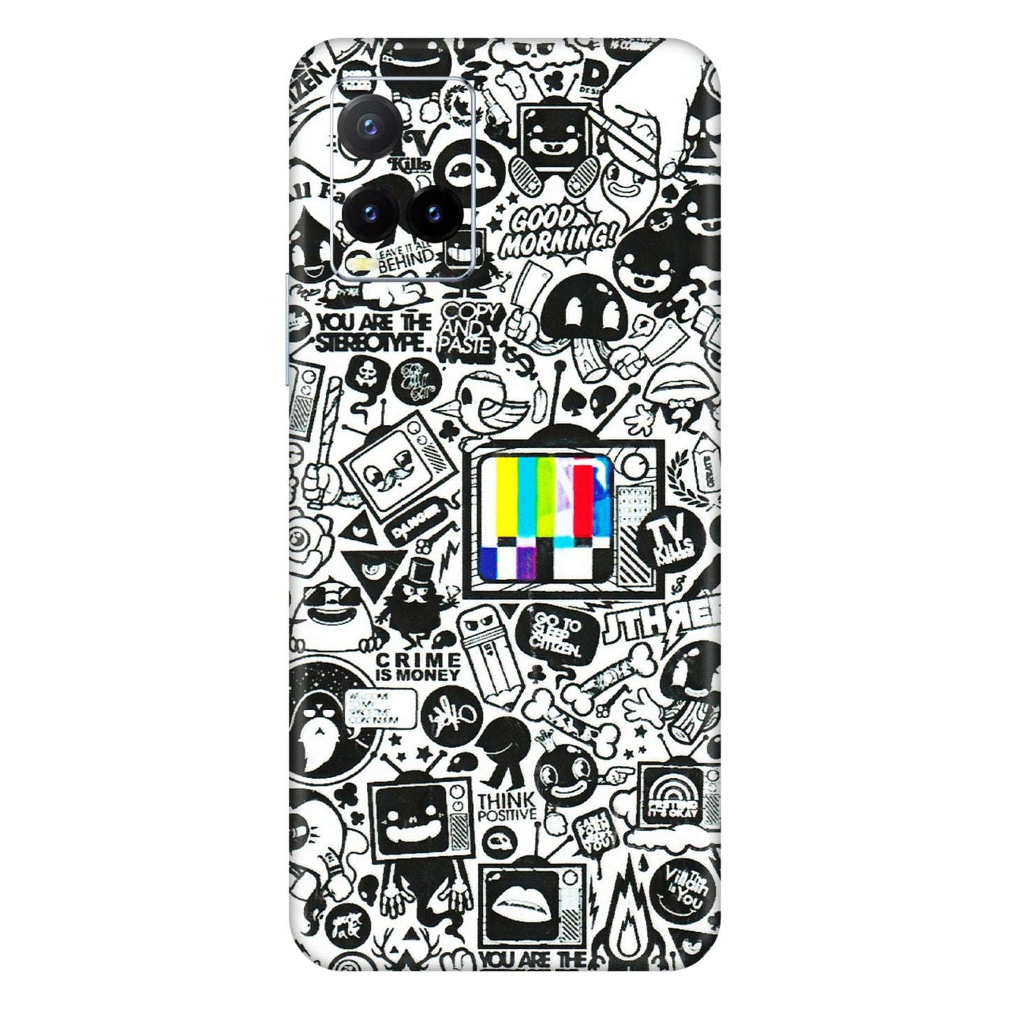 VIVO Y Series Phone Skins (All Models) - Doodles Positive Art - 3D Embossed Finish (L-263) Vivo Y33T
