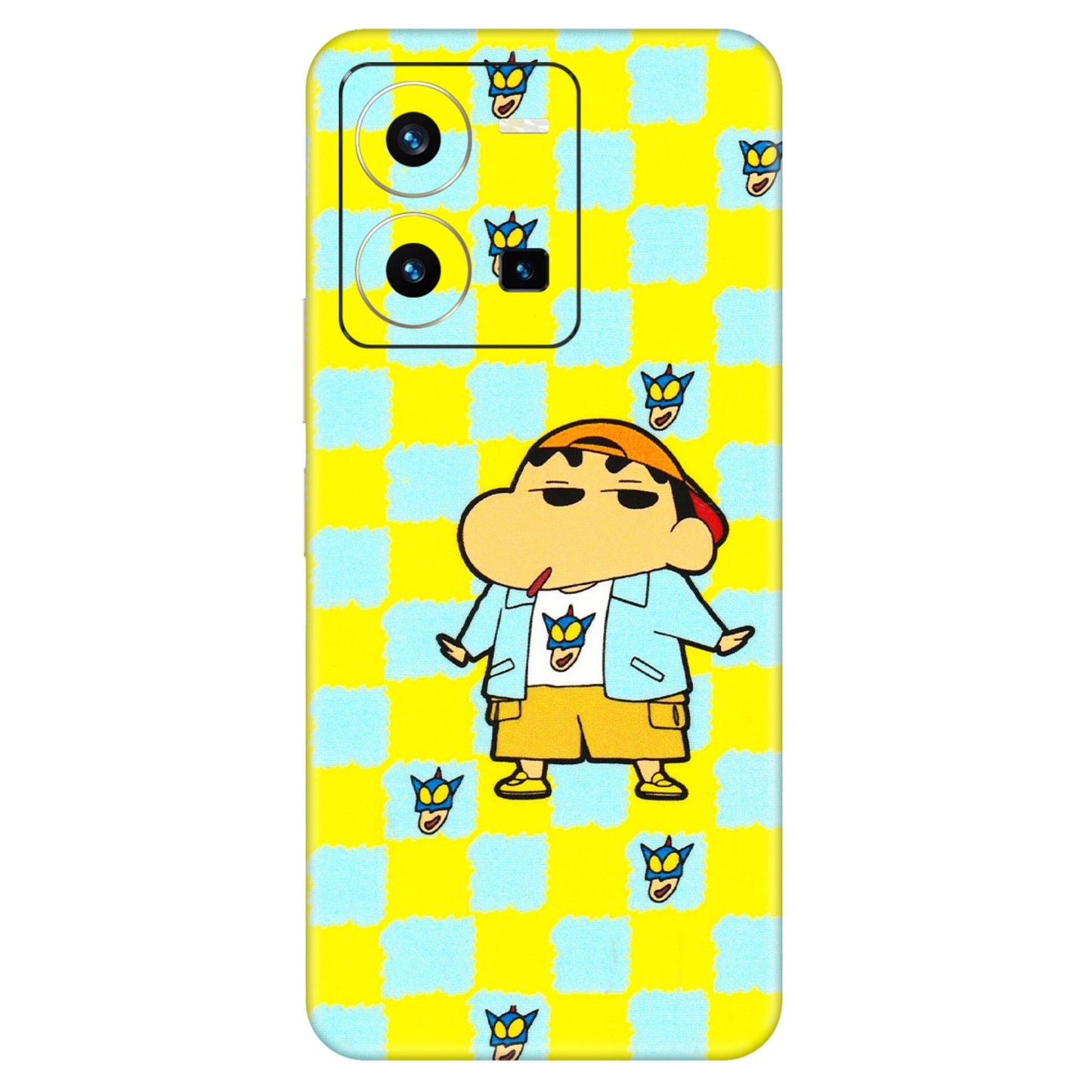 VIVO Y Series Phone Skins (All Models) - Yellow Blue Shinchan Cute - 3D Embossed Finish (L-221) Vivo Y35 2022