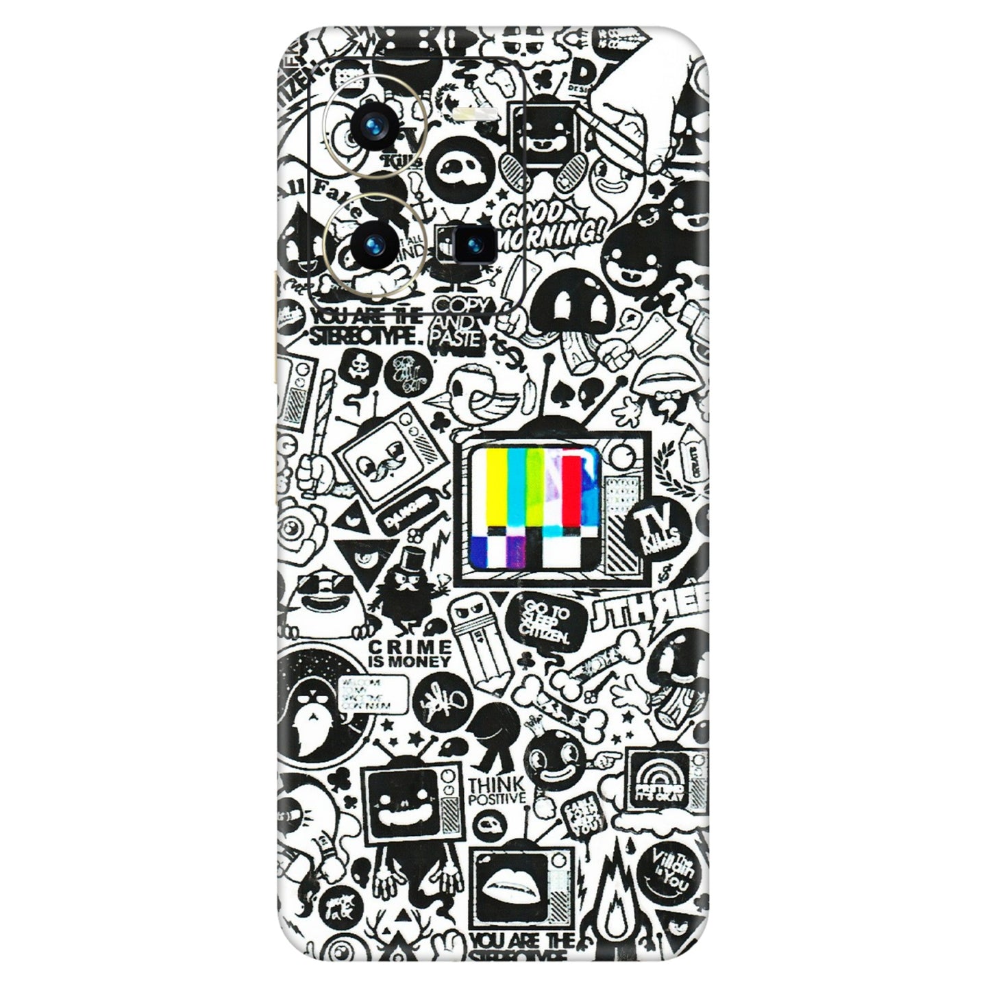 VIVO Y Series Phone Skins (All Models) - Doodles Positive Art - 3D Embossed Finish (L-263) Vivo Y35 2022